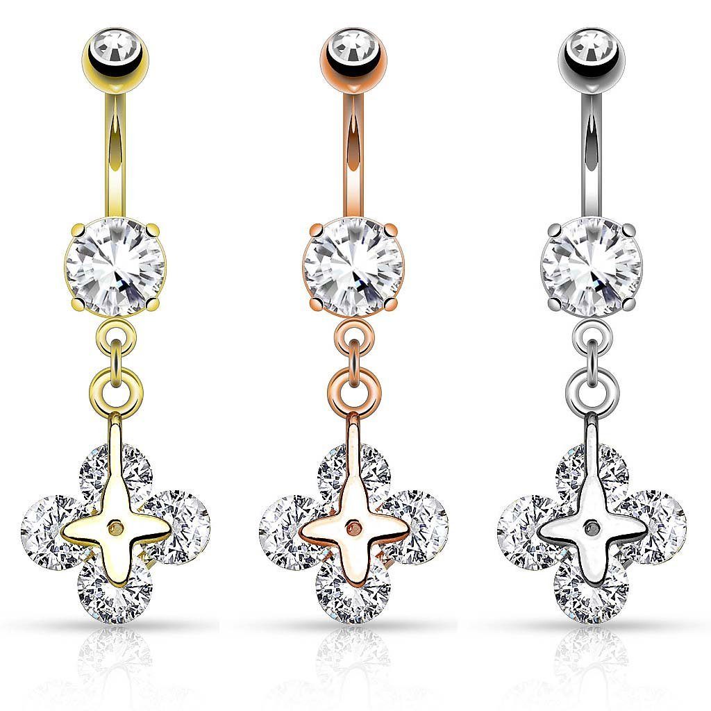 Taffstyle Bauchnabelpiercing Piercing Chirurgenstahl Kristall Kleeblatt, günstig online kaufen