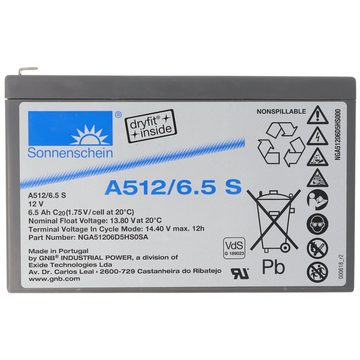 Tadiran Sonnenschein Dryfit A512/6.5 S Blei Akku, VDS-Nr.: G189023 Akku 6500 mAh (12,0 V)