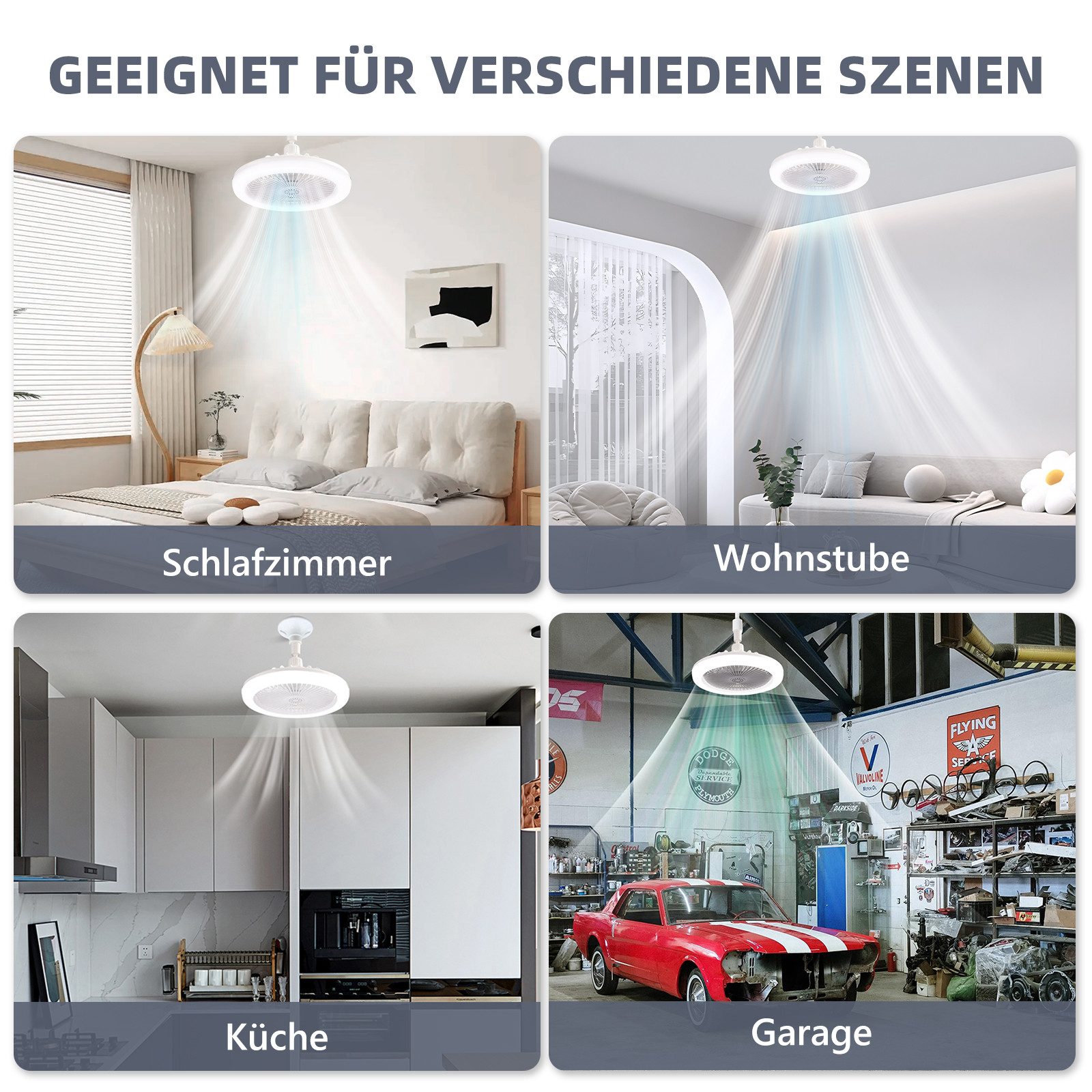 Laybasic Deckenventilator E27 Deckenventilator Fernbedienung Lampe mit Ventilator Dimmbar, 3 Geschwindigkeiten Schlafzimmer