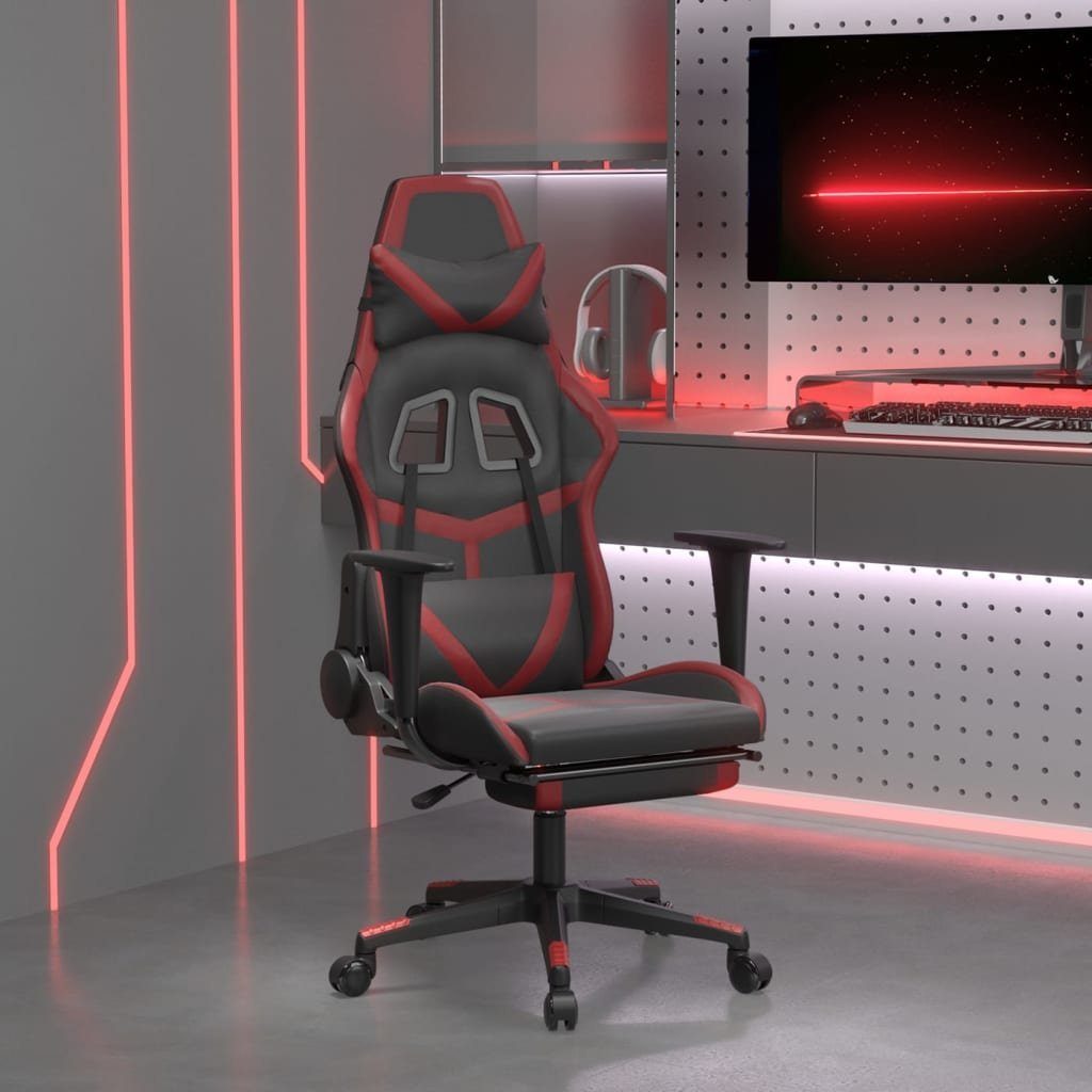 furnicato Gaming-Stuhl mit Fußstütze Schwarz und Weinrot Kunstleder (1 St) | Stühle