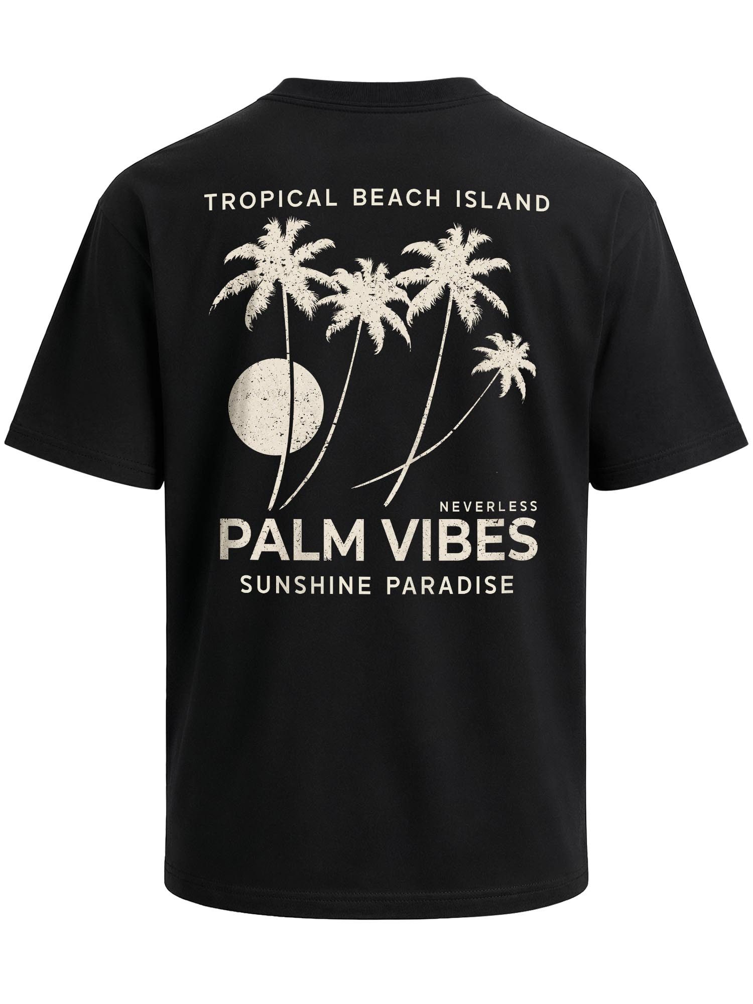 Neverless Oversize-Shirt Herren T-Shirt - Palm Vibes - Oversized Relaxed Fit Printshirt Sommer mit Print
