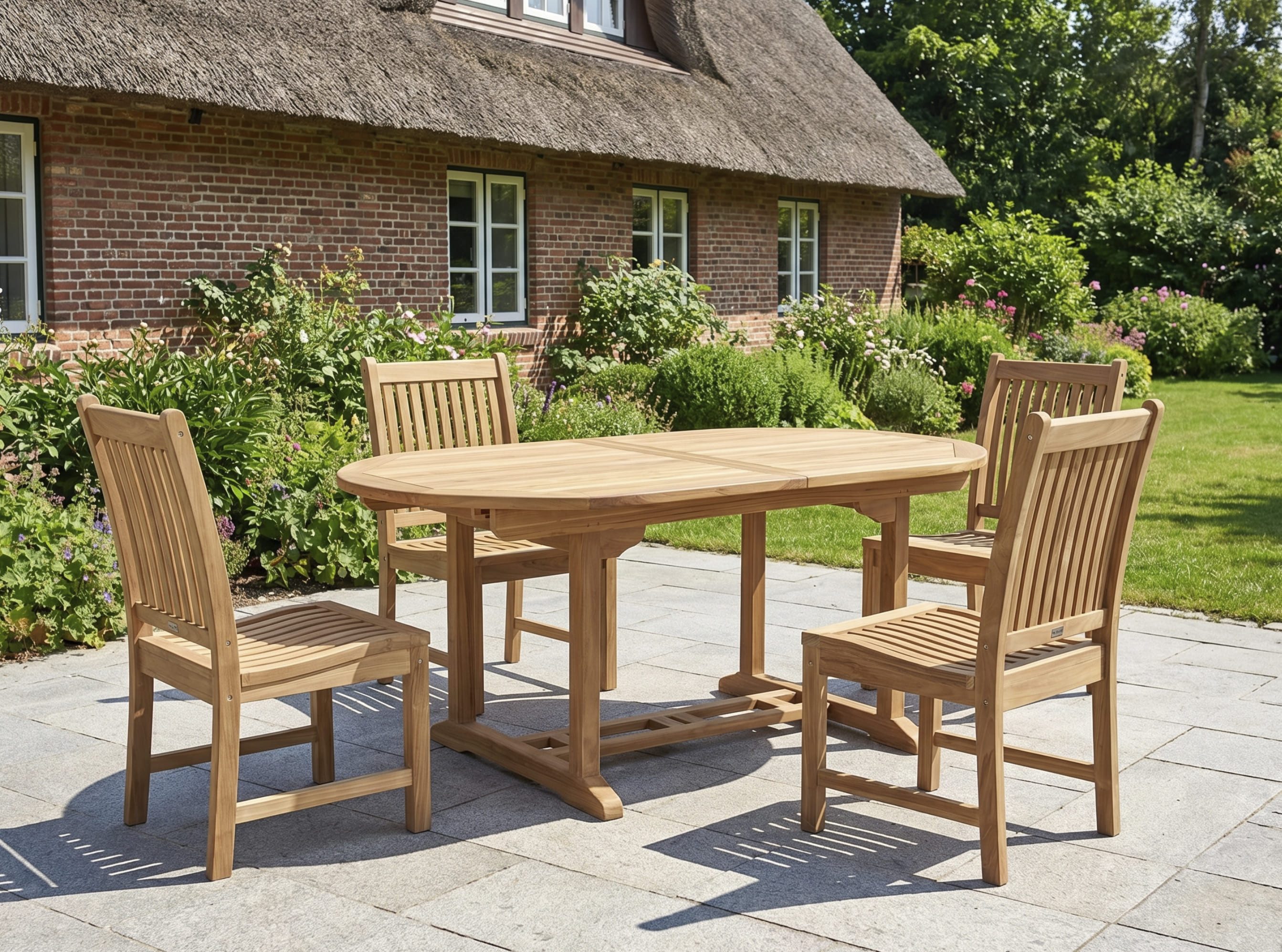 LC Garden Gartentisch »Kuta« Gartentisch oval 180/240x100cm Teakholz Ausziehtisch mit