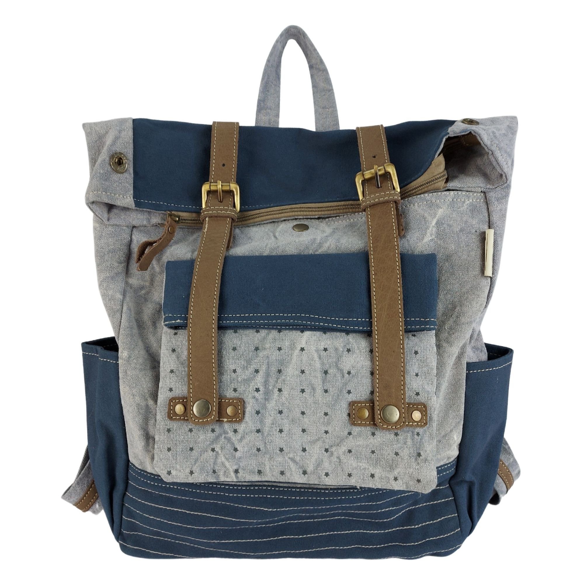Sunsa Freizeitrucksack Rucksack Rolltop Backpack aus Canvas in Retro Still, enthält recycelte Material (Canvas)