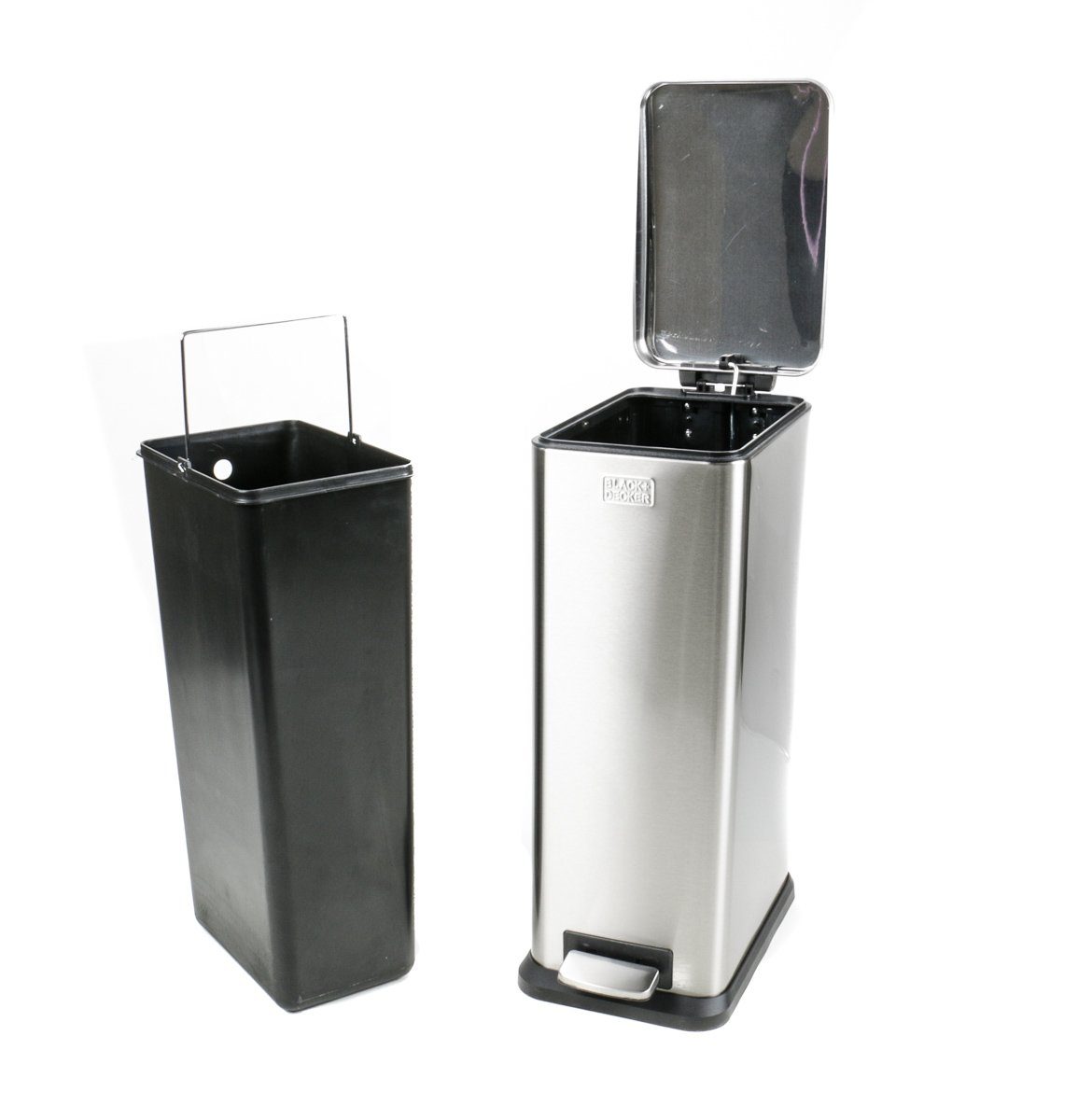 Black+Decker Mülleimer »Treteimer mit Soft Close-Funktion«, 20 Liter  Müllbehälter mit Deckel, fingerabdruckfester Edelstahl, herausnehmbarer  Kunststoff-Einsatz online kaufen | OTTO