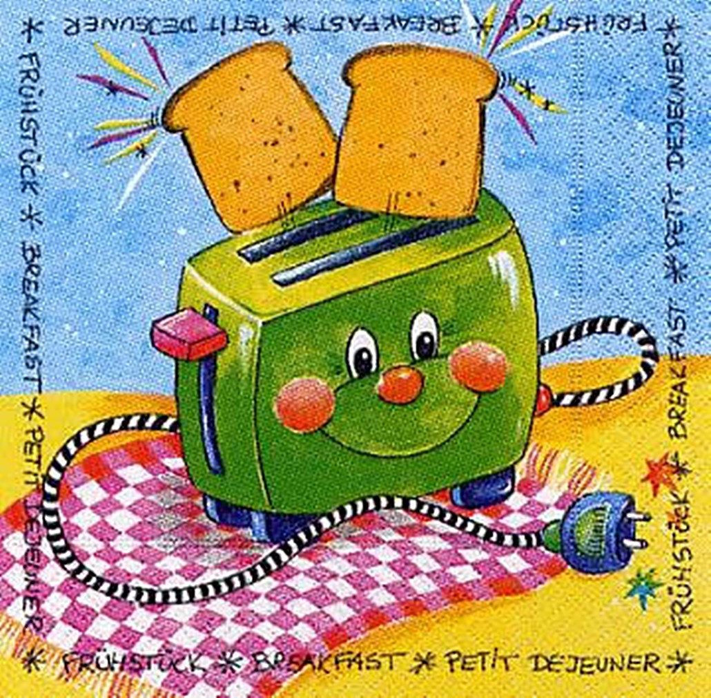 Paper+Design Papierserviette 20 Frühstücksservietten TOASTER 33x33cm 3-lagig, biologisch abbaubar, Farben auf Wasserbasis