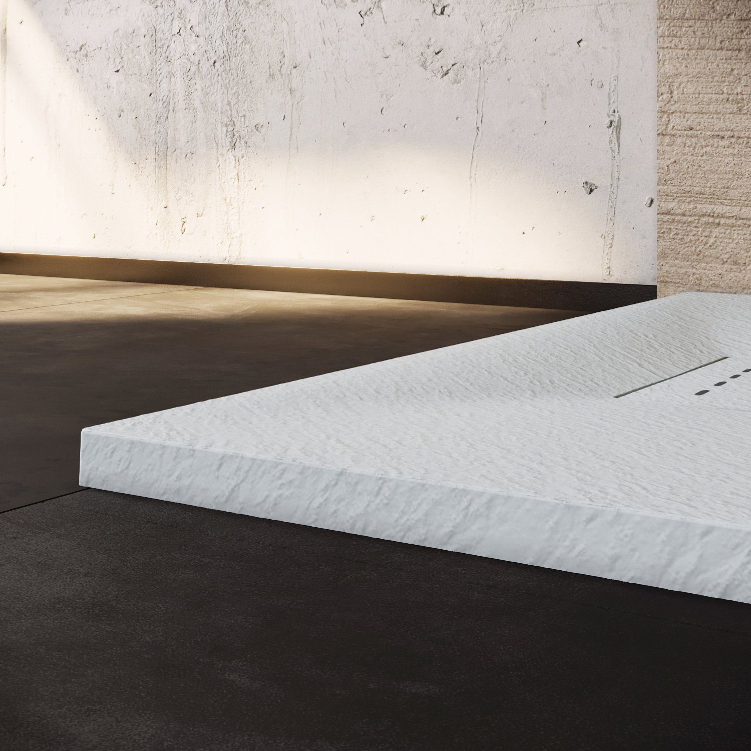 SONNI Duschwanne SMC,Duschtasse,Antirutsch,Super Flach,Weiß,inkl. ABlaufgarnitur, quadratisch, SMC, Komplettset