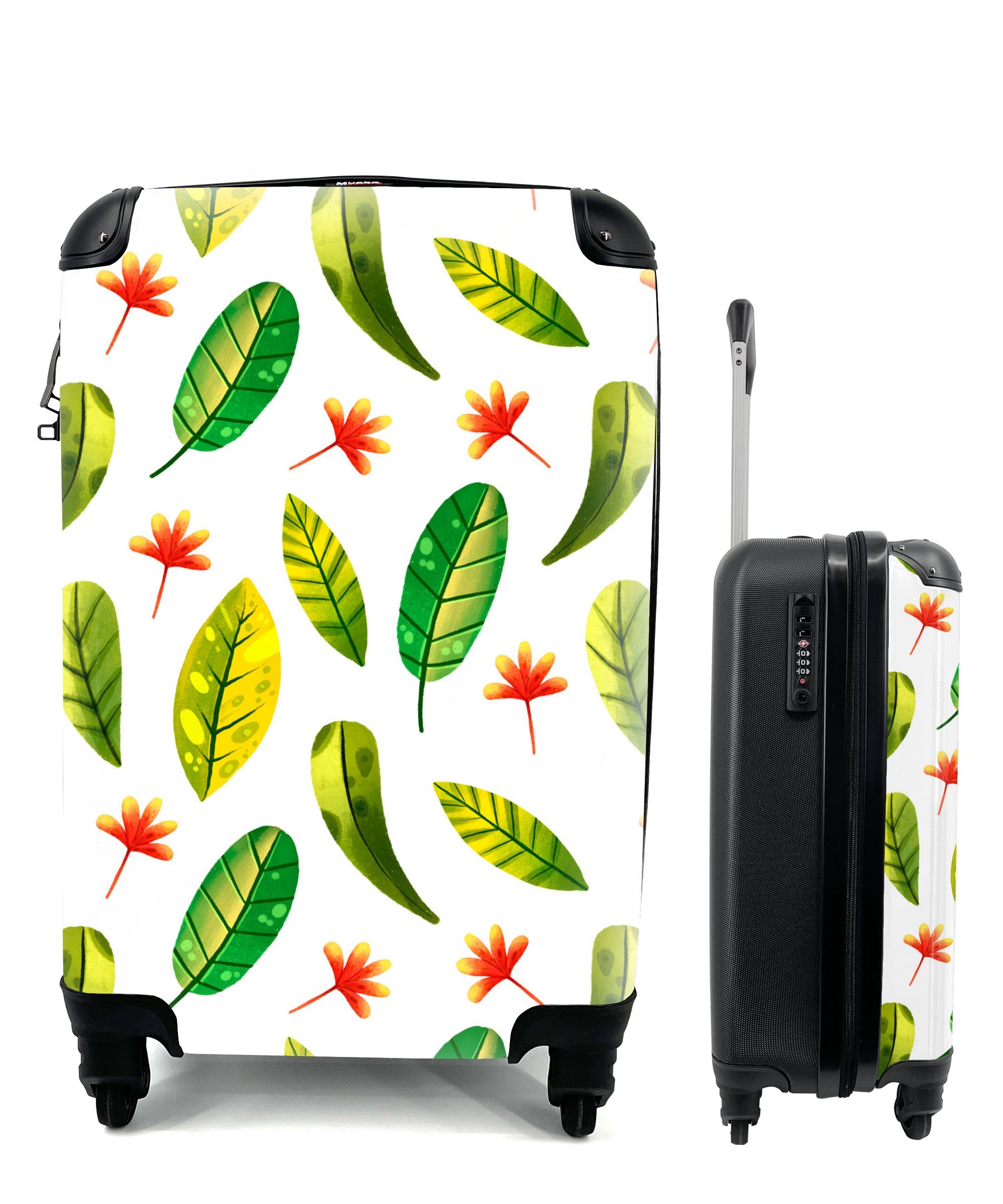 MuchoWow Handgepäckkoffer Dschungel - Blätter - Design, 4 Rollen, Reisetasche mit rollen, Handgepäck für Ferien, Trolley, Reisekoffer