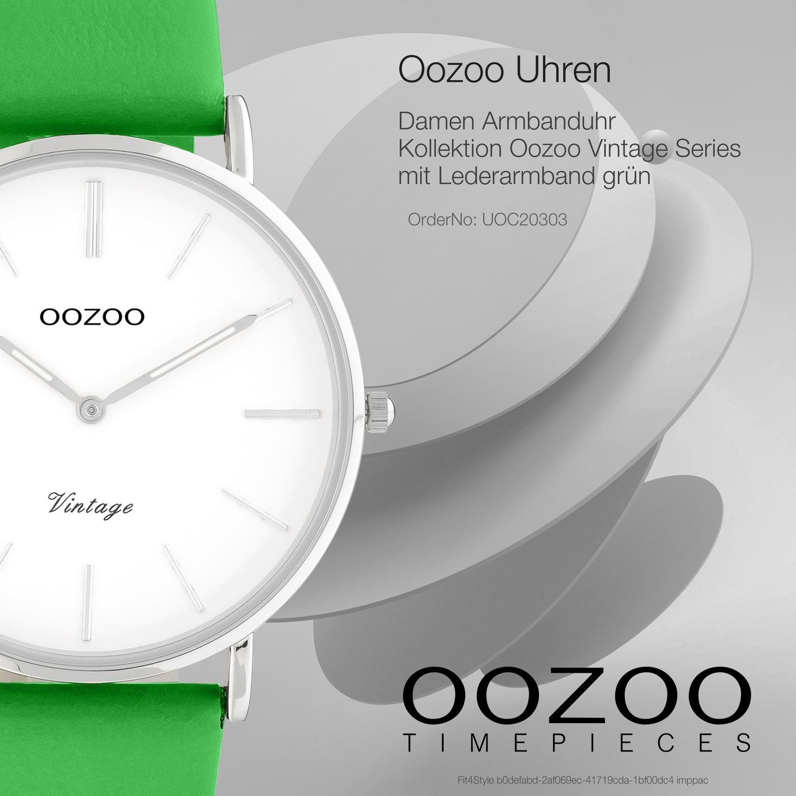 OOZOO Quarzuhr Oozoo Damen Armbanduhr Vintage Series, (Analoguhr), Damenuhr rund, groß (ca. 40mm), Lederarmband grün, Fashion