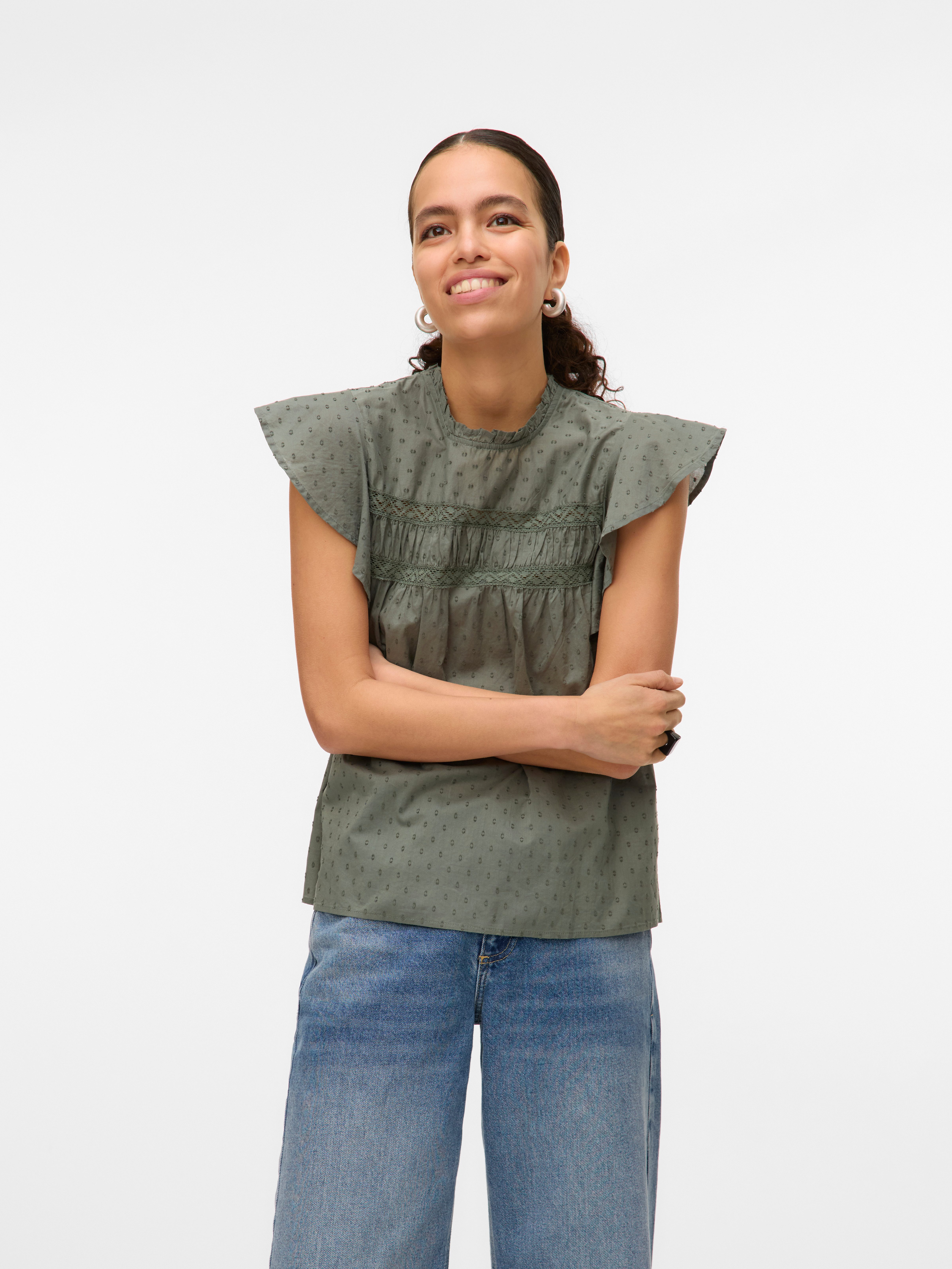 Vero Moda Blusenshirt VMTRINE SL LACE TOP WVN NOOS günstig online kaufen