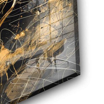 DOTCOMCANVAS® Acrylglasbild Black Power - Acrylglas, Acrylglasbild Abstrakte Kunst moderne Kunst hochkant gold schwarz