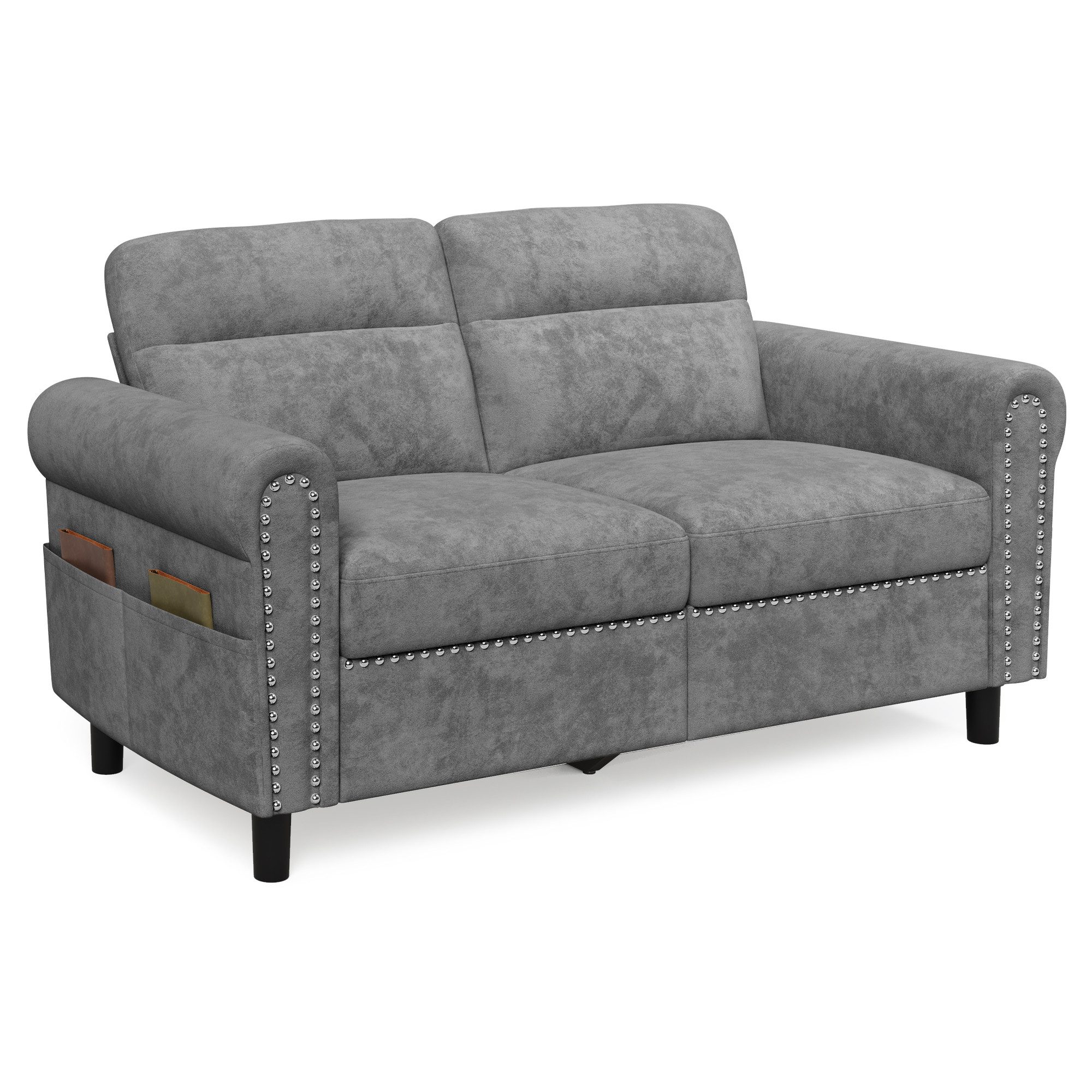 Bealife 2-Sitzer Kleine Couch, mit Armlehne und Seitentasche, 152 x 76 x 84 cm