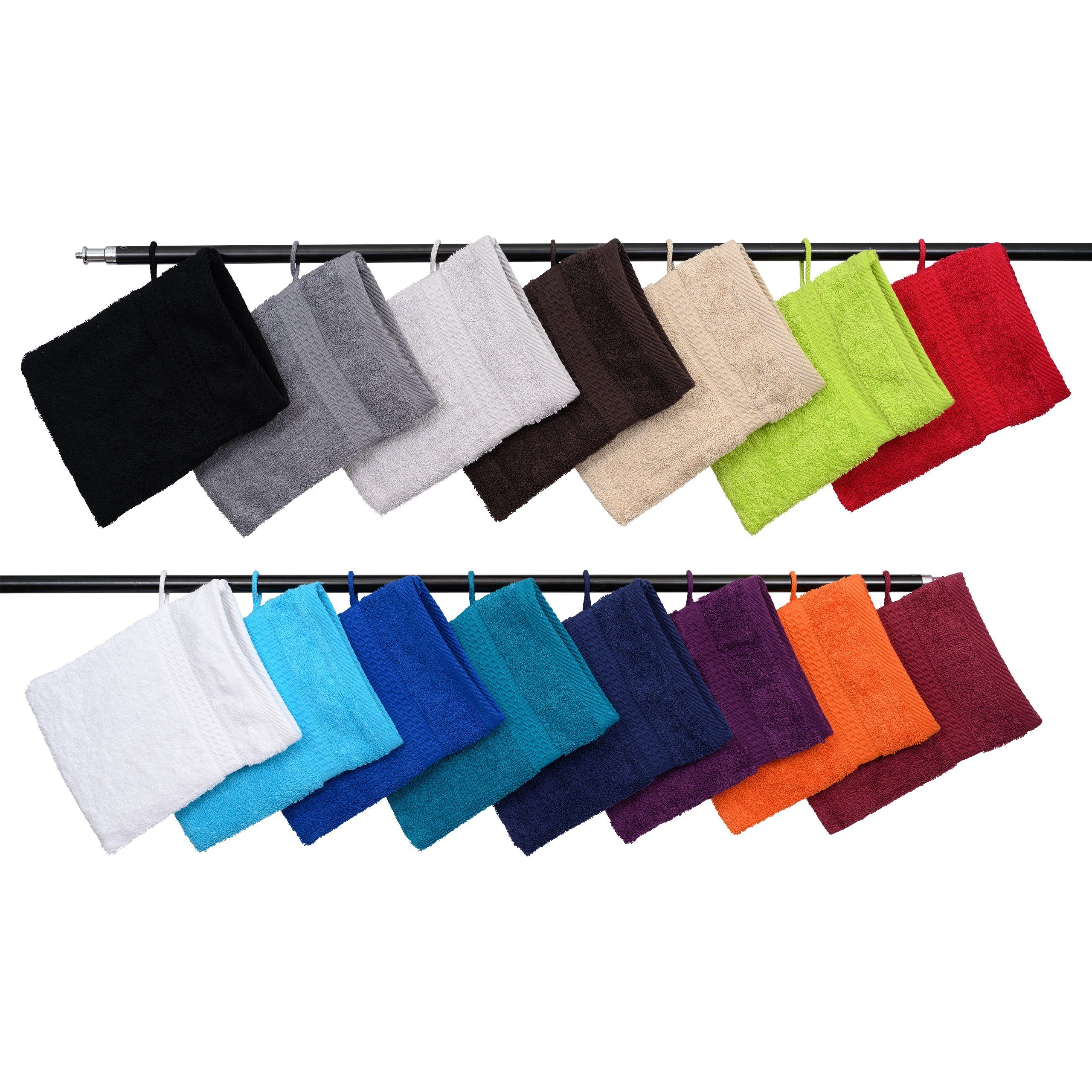 10er Premium vielen Textiles in praktischen im Waschhandschuh Hometex Waschhandschuh Set Beige verschiedenen & Farben