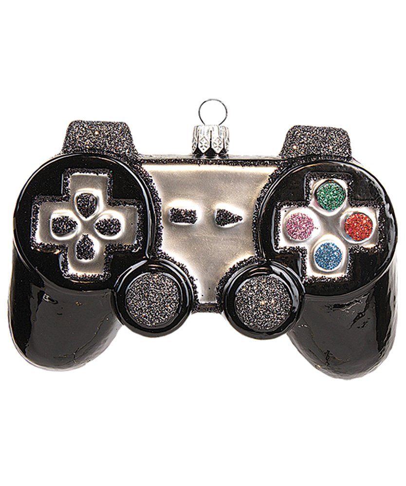 IMPULS Christbaumschmuck, Christbaumschmuck Glas Game Controller PC 11.5cm schwarz / silber