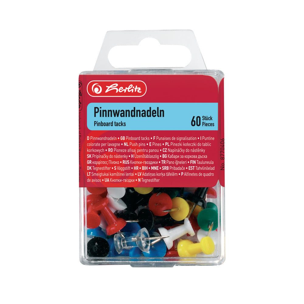 Herlitz Stecknadeln herlitz Pinnwandnadeln farbig 60 Stück 23 mm