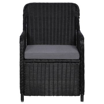 vidaXL Garten-Essgruppe 11-tlg. Garten-Essgruppe Poly Rattan Schwarz, (1-tlg)