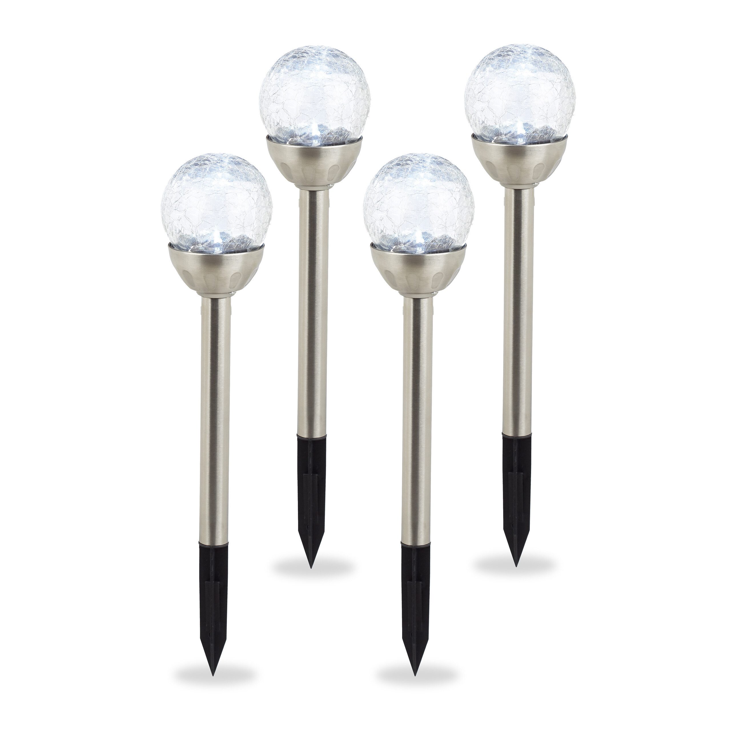 relaxdays Gartenleuchte Glaskugel 4er Set, Farbwechsel günstig online kaufen