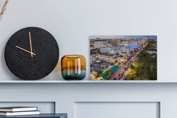 OneMillionCanvasses® Leinwandbild Ocean Drive im Art Deco District in Miami aus der Luft, (1 St), Wandbild Leinwandbilder, Aufhängefertig, Wanddeko, 30x20 cm