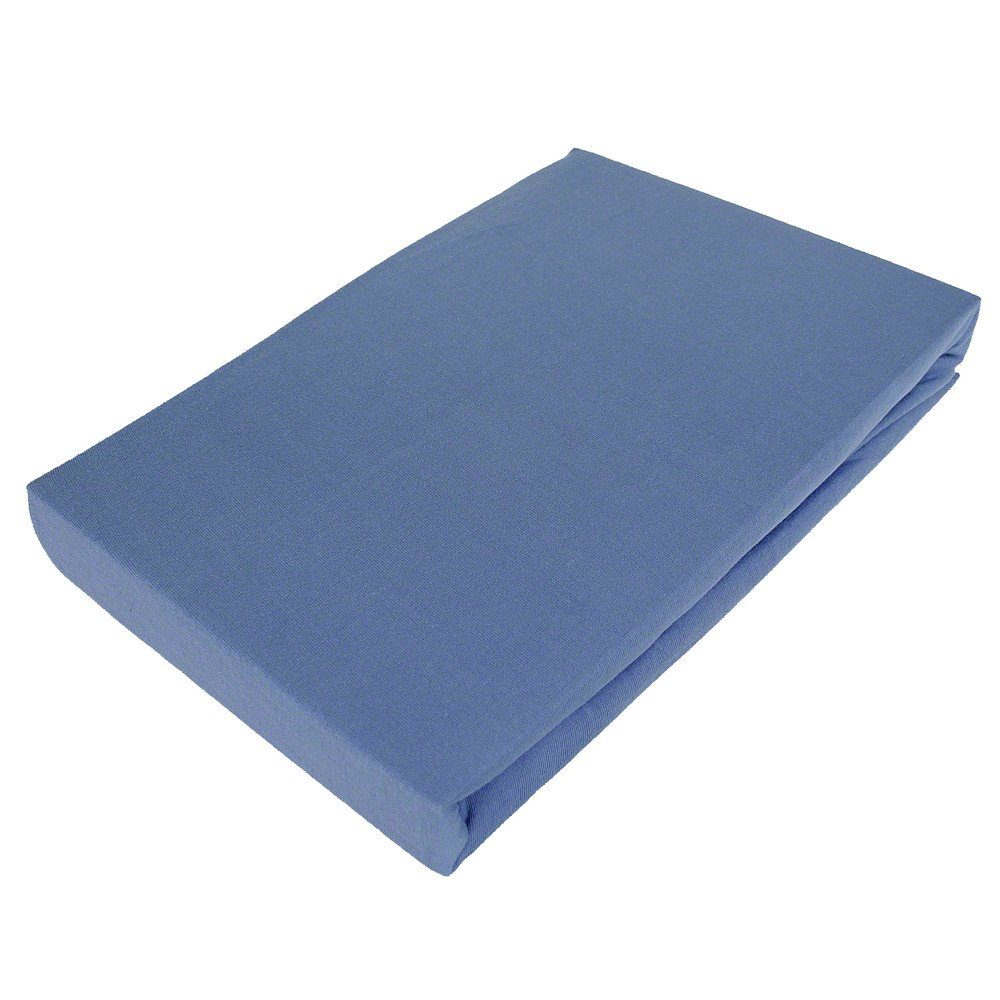 Casa Colori Spannbettlaken Jersey 90/140/180x200 cm Baumwolle Blau, 100% Ba günstig online kaufen