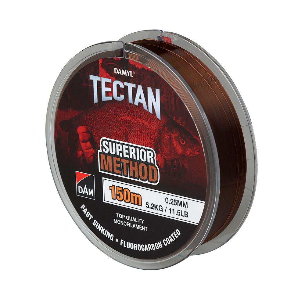 DAM Fishing Angelschnur TECTAN SUPERIOR METHOD 150M 0.20MM BROWN Fluorocarbon sinkend, 150 m Länge, 0,20 mm Fadendurchmesser, Fluorocarbon beschichtet