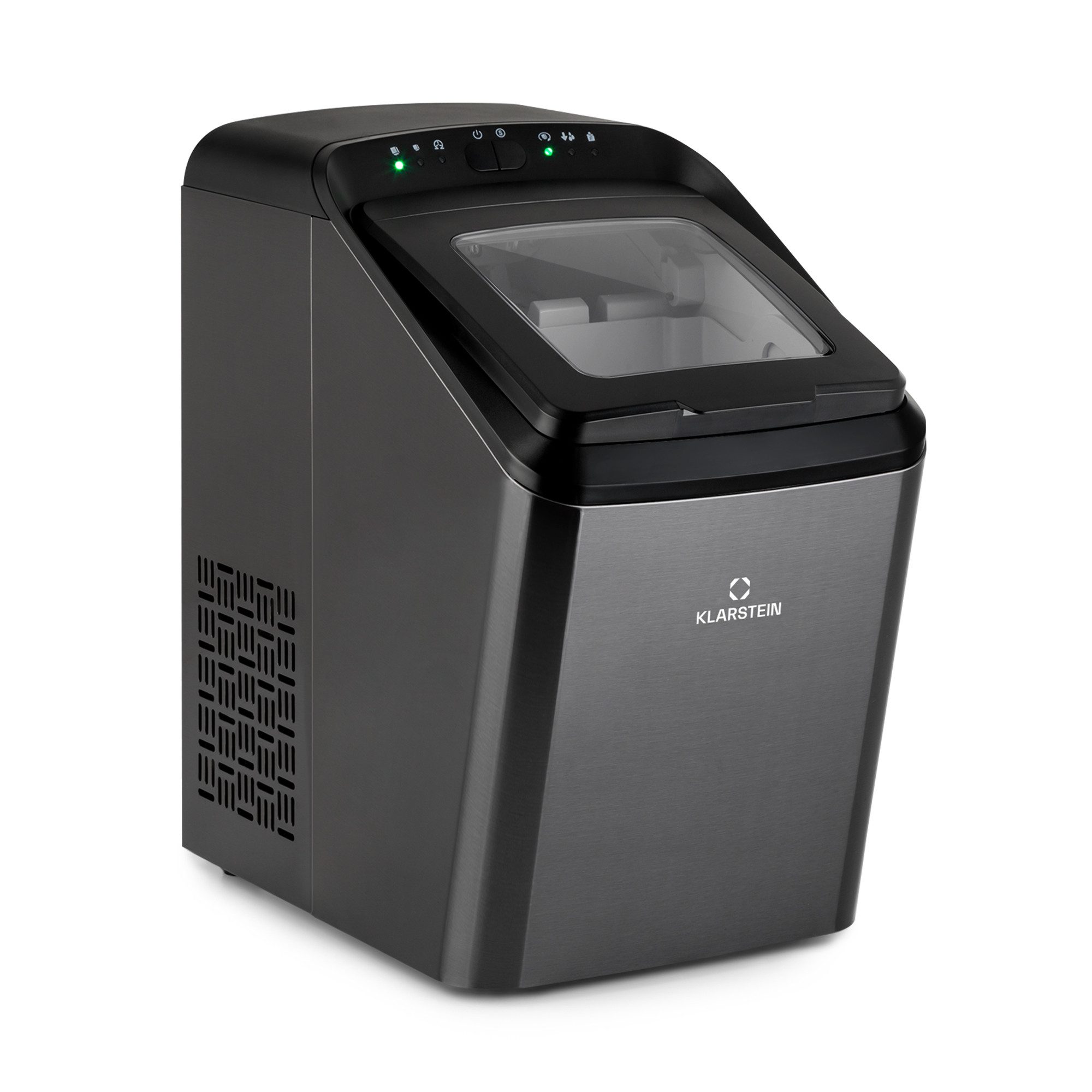Klarstein Eiswürfelmaschine Partytime Eiswürfelmaschine Klareis 15 kg/24h Edelstahl 2 Würfelgrößen, Eiswürfelbereiter Ice Cube Maker Klareis mit 2 Größen