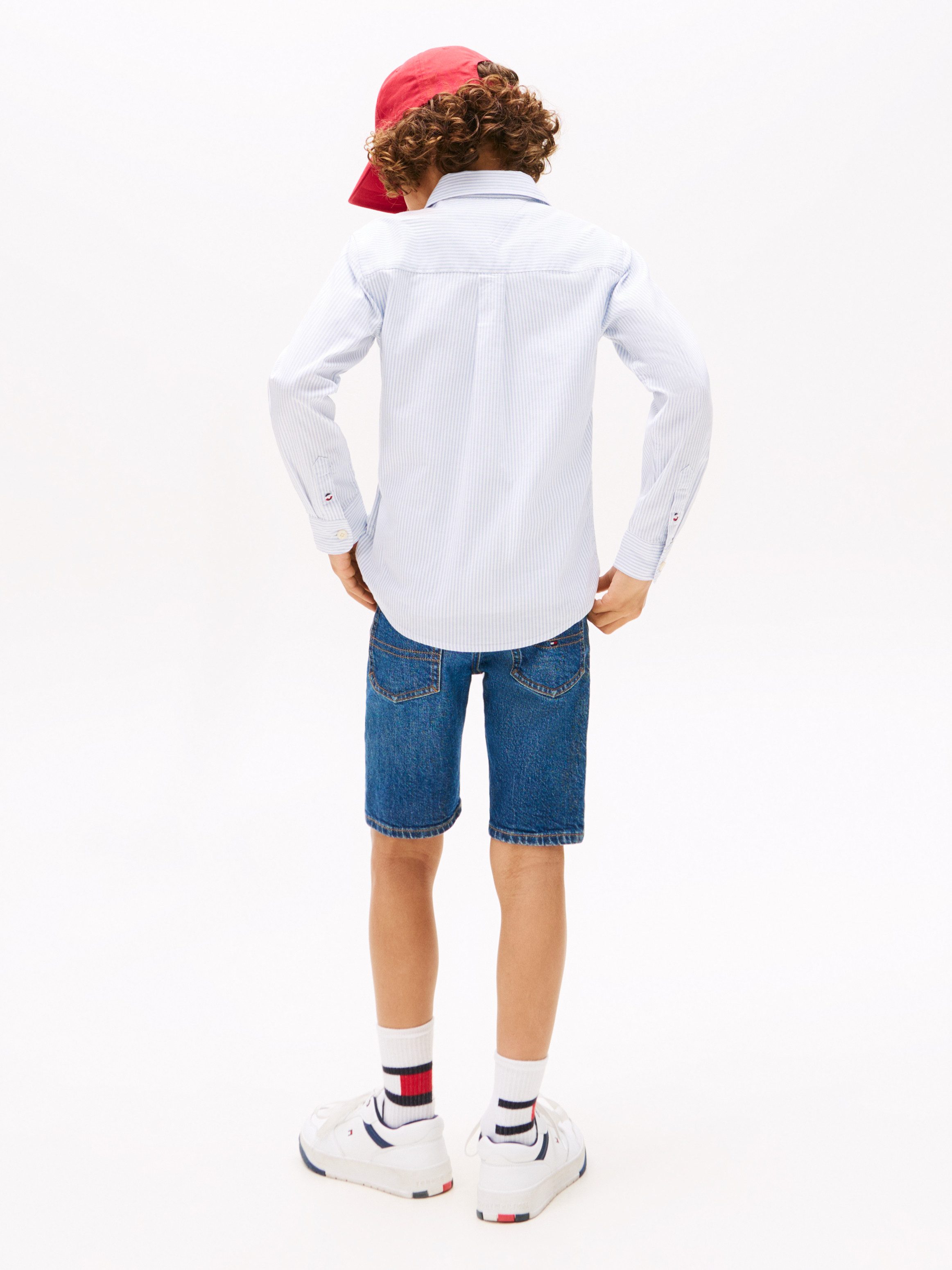 Tommy Hilfiger Langarmhemd FLEX ITHACA SHIRT LS mit Streifenmuster, Logostickerei