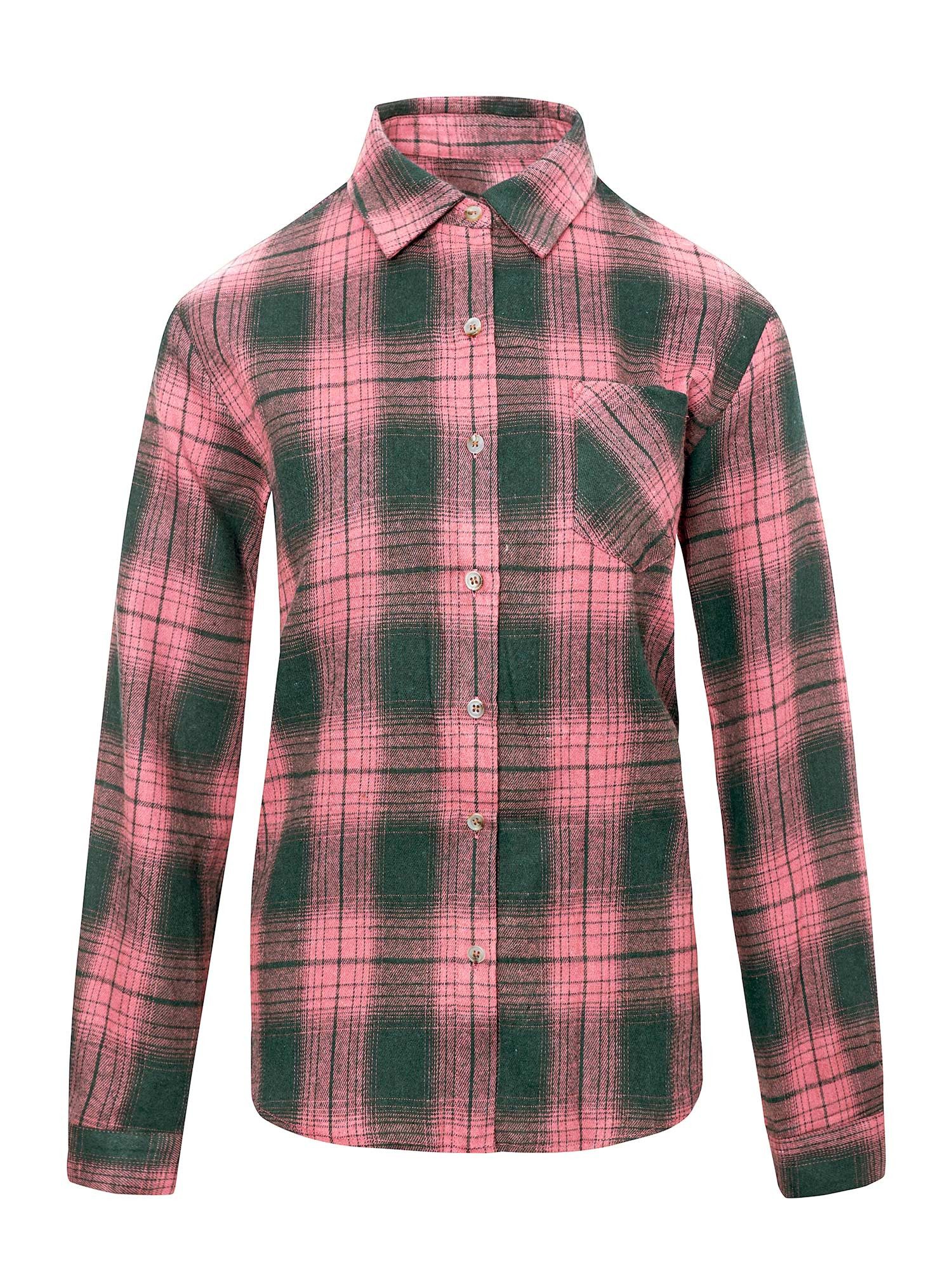 Imily Bela Blusenshirt Damen Lässiges kariertes Flanellhemd mit Kragen Ober günstig online kaufen