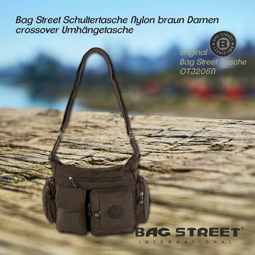 BAG STREET Schultertasche Bag Street Damenhandtasche Schultertasche (Schultertasche), Schultertasche Nylon, braun ca. 32cm x ca. 20cm