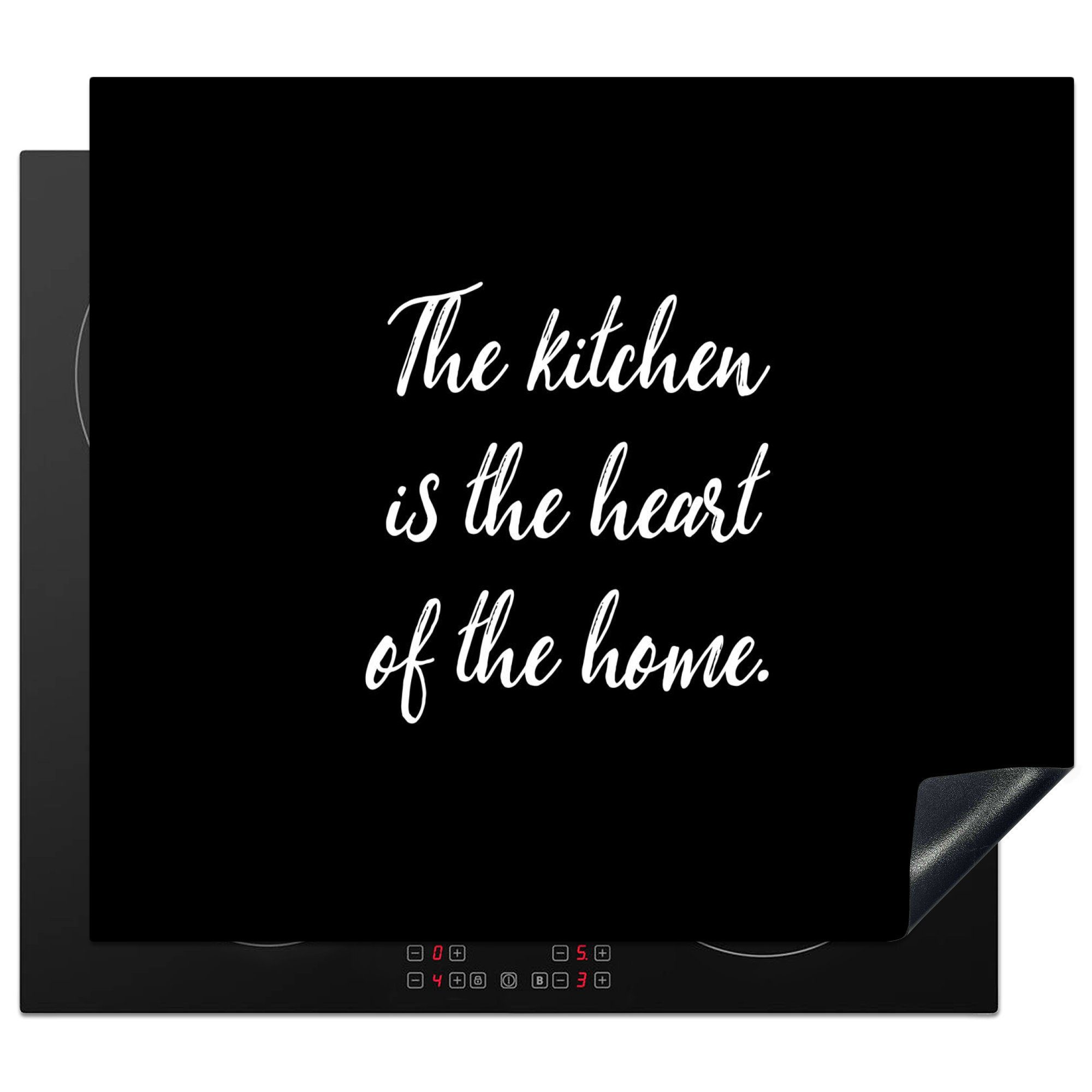 MuchoWow Herdblende-/Abdeckplatte Sprichwörter - Kochen - Zuhause - Die Küche ist das Herz des Hauses -, Vinyl, (1 tlg), 59x52 cm, Ceranfeldabdeckung für die küche, Induktionsmatte