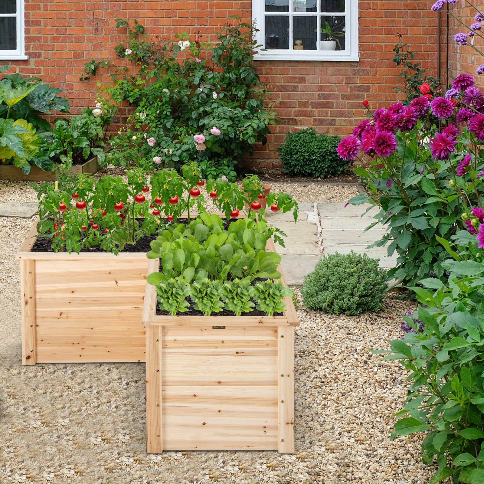 COSTWAY Blumenkasten, L-förmig Hochbeet, aus Tannenholz, günstig online kaufen