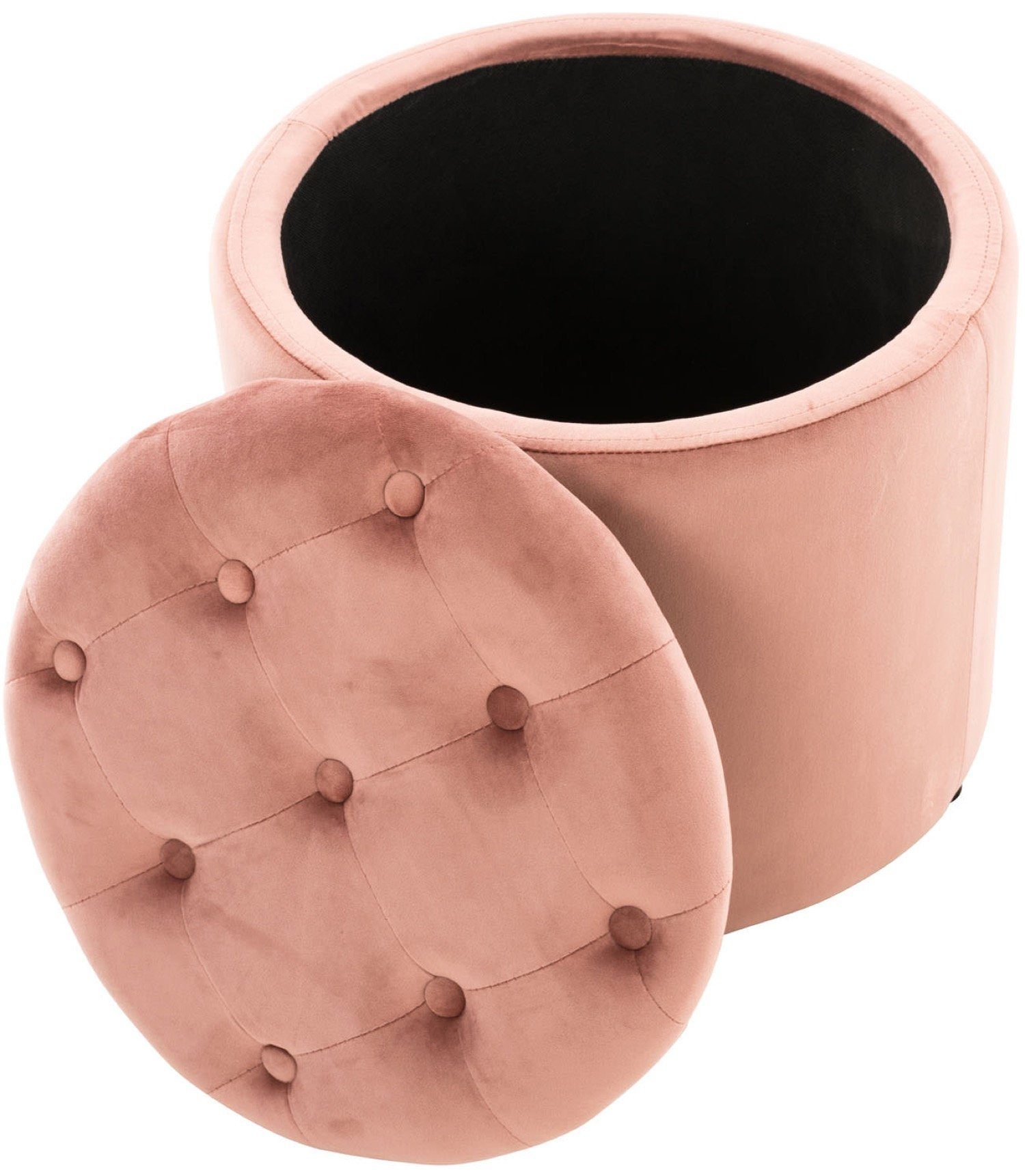 pink Polsterhocker 44 mit Paris Farbe, 1 x - Stylischer 44 Sitzkomfort), (HxBxT): Samthocker x Sitzhocker St., mit cm Maße (Beistellhocker - hohem 42 Stauraum TPFLiving