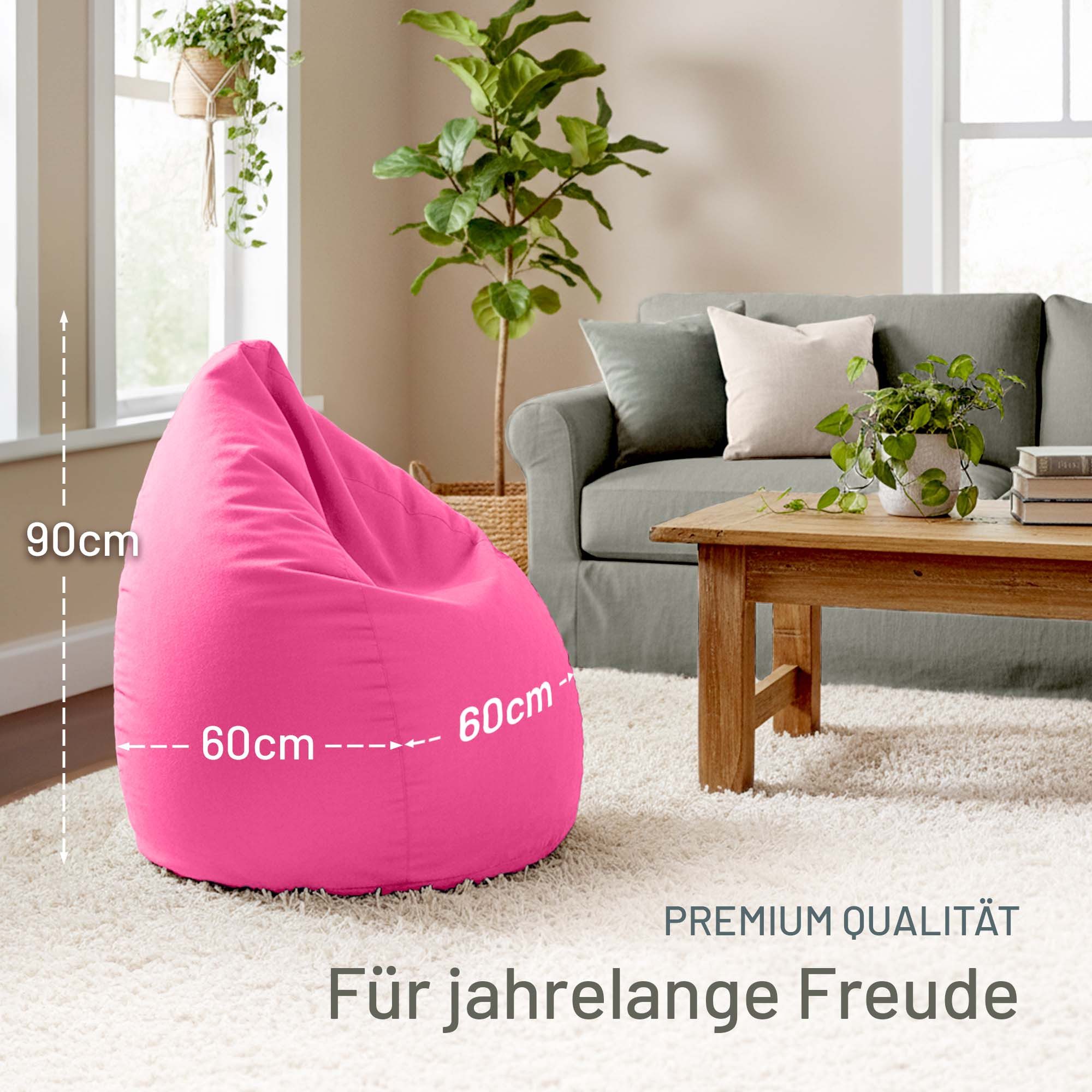 Green Bean Sitzsack Kinder Sitzsack Drop 60x60x90cm (mit Rückenlehne 60x60x90cm - Indoor Sitzkissen 220L EPS-Perlen Füllung, Kuschelig Waschbar), Bean Bag Bodenkissen Lounge Chair Sitzhocker Kindersitzsack