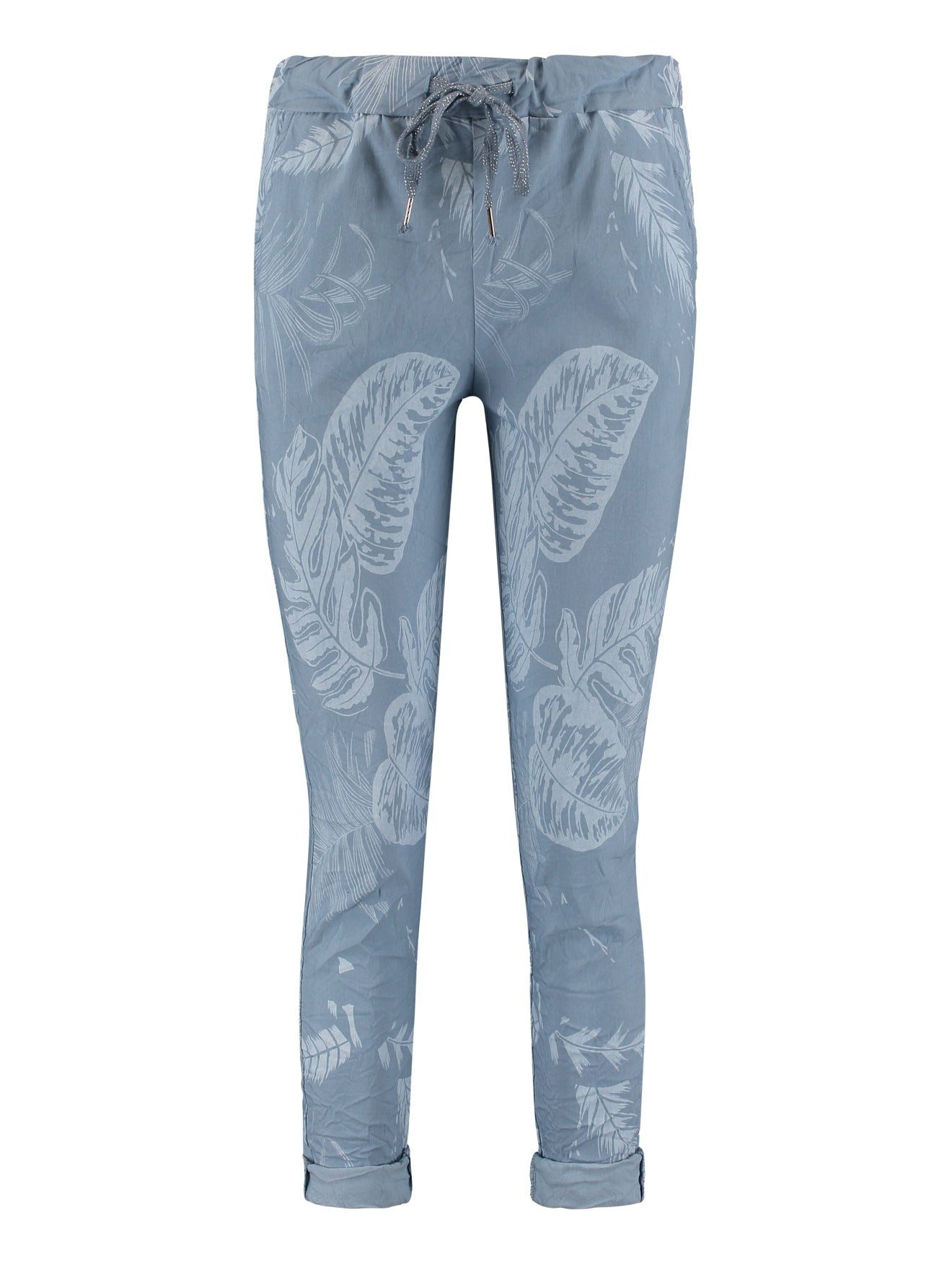 LaMarta Homewearpants Blaue Hose mit Blätterdesign günstig online kaufen