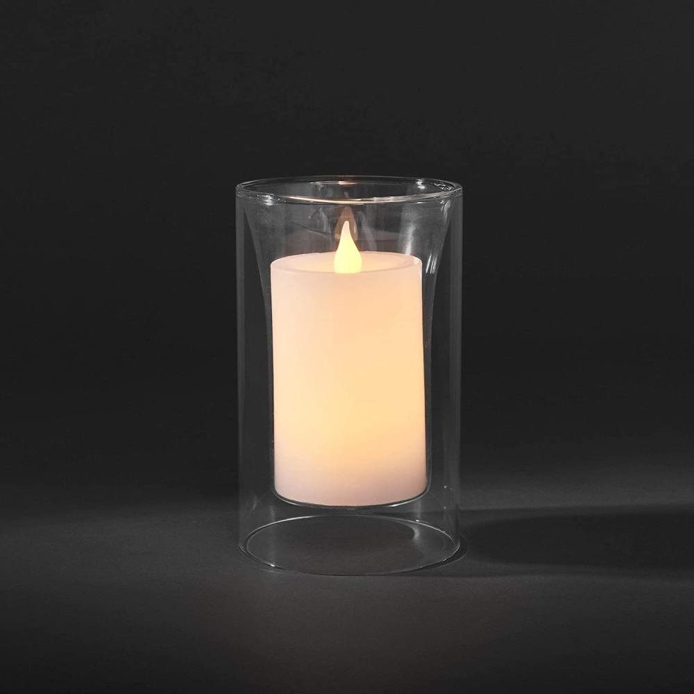 KONSTSMIDE LED-Kerze 1970-000 LED Echtwachskerzen mit Glasvase