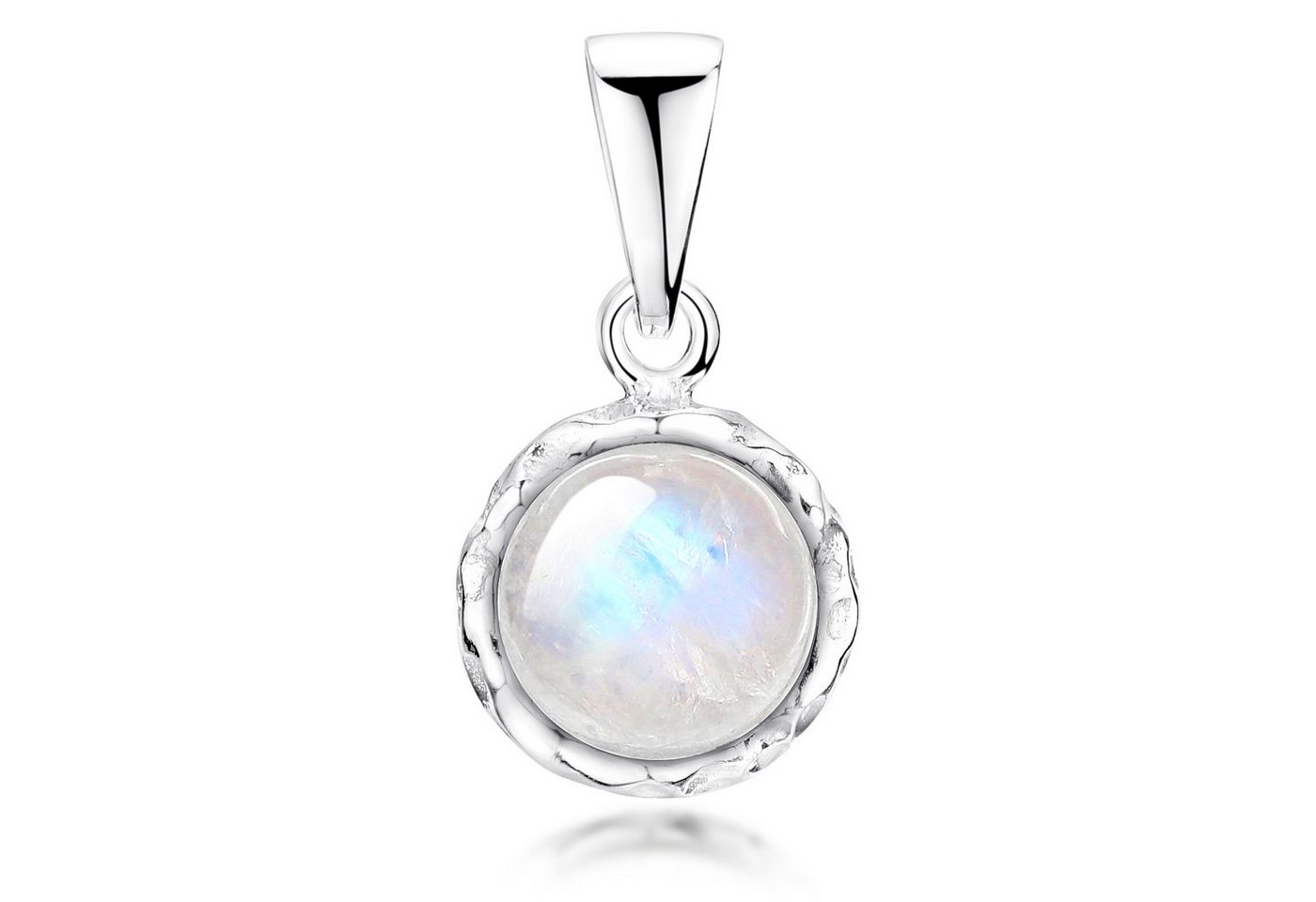 Materia Runder Anhänger Damen Mondstein Ø18mm KA-67, Fassung aus 925 Sterling Silber