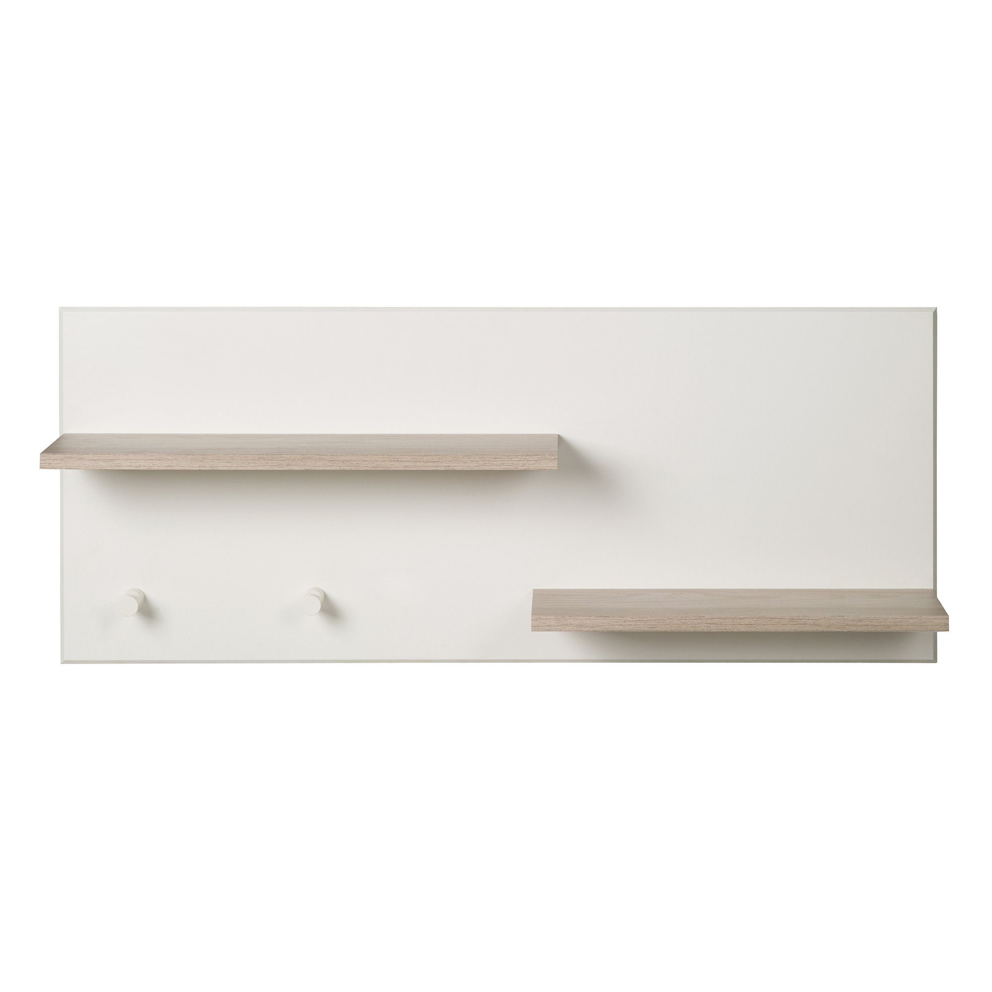 roba® Wandregal Felicia, Wandboard, 2 Ablagen, 2 Haken, weiß/ Luna Elm
