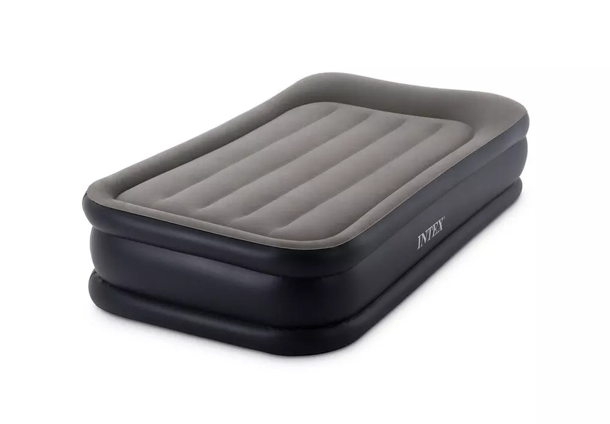 Intex Luftbett Dura-Beam Standard Luftmatratze 1 Person Reisebett, Gästebett, (Set 1-tlg, 1-tlg., mit Tragetasche), integrierte elektrische Luftpumpe, extra Höhe von 42 cm