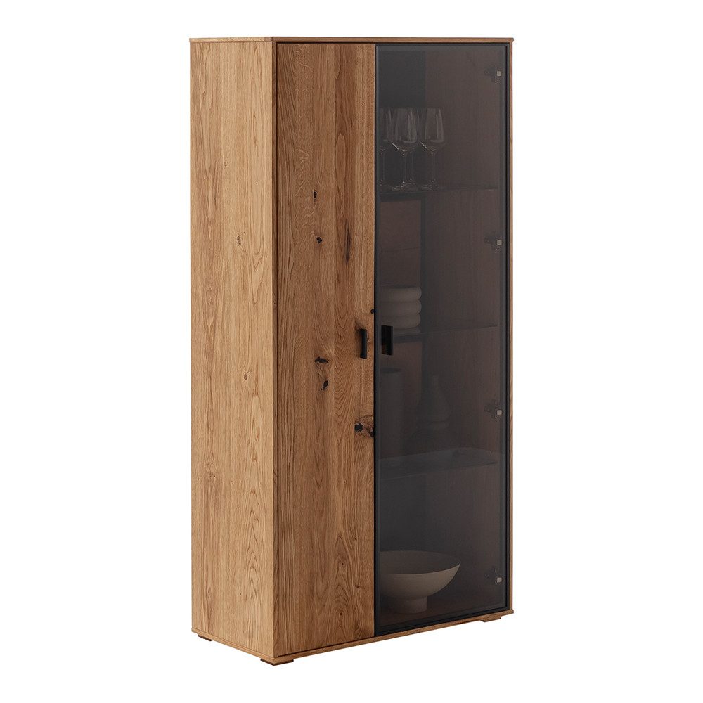 Lomadox Highboard AVETRANA-05, Vitrinenschrank, Eiche teilmassiv geölt