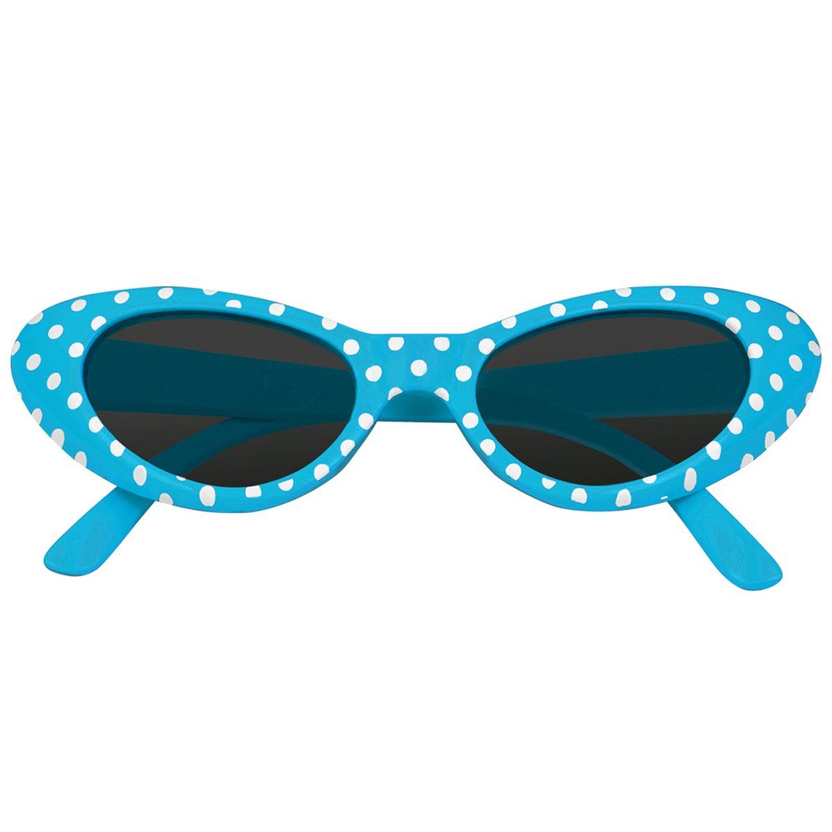 Das Kostümland Verkleidungsmaske Cat Eye Brille Sandy mit Punkten, Hellblau