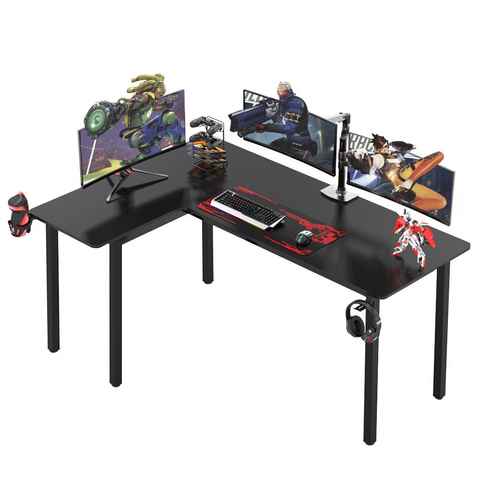 Dripex Eckschreibtisch Dripex Gaming Tisch L Form Eckschreibtisch Schreibtisch L-förmiger, Lange 155cm, Breite 110cm, Tiefe 77.5cm, Kohlefaser-Oberfläche