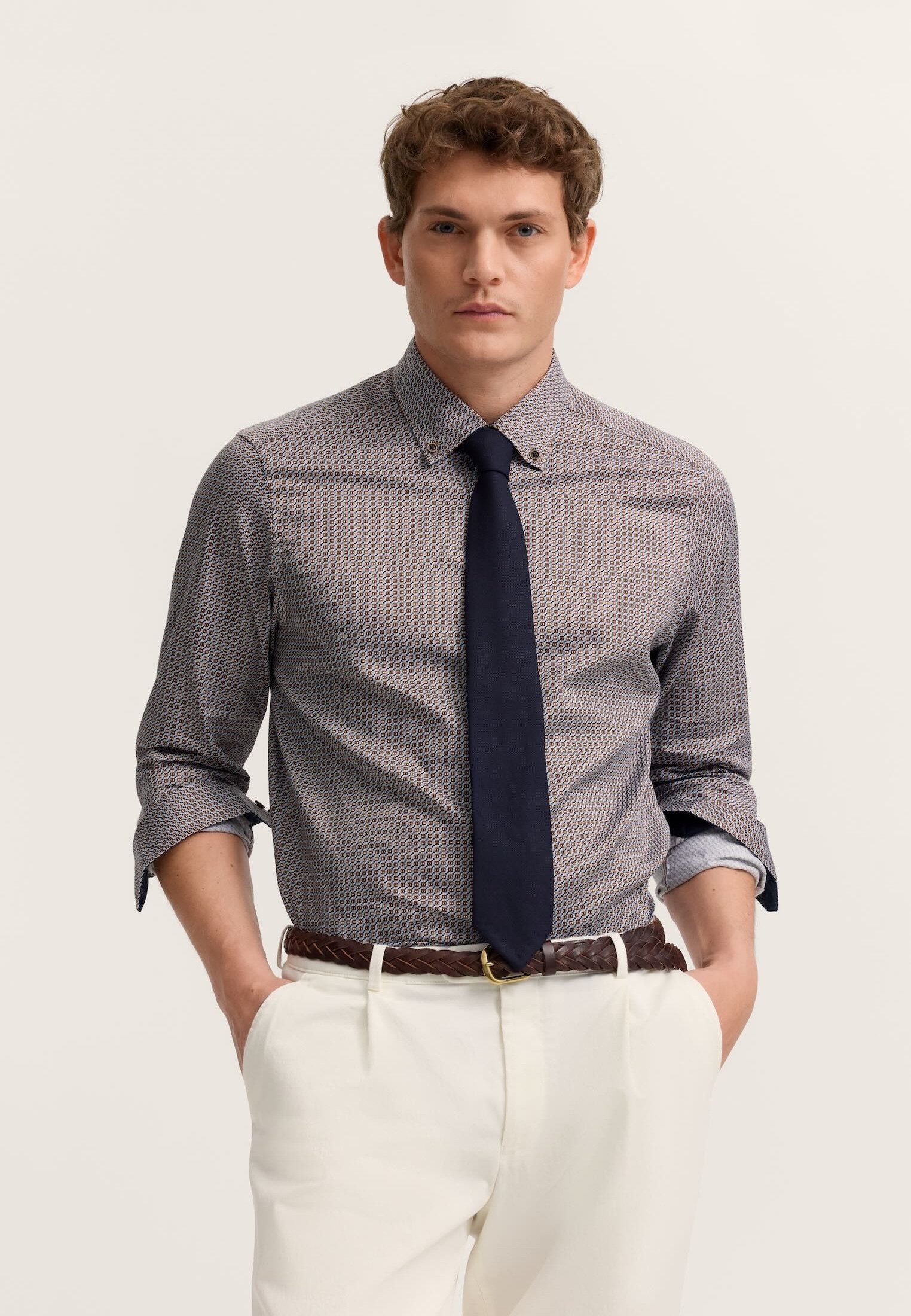 bugatti Businesshemd Modern Fit bedruckt mit Easy-Care