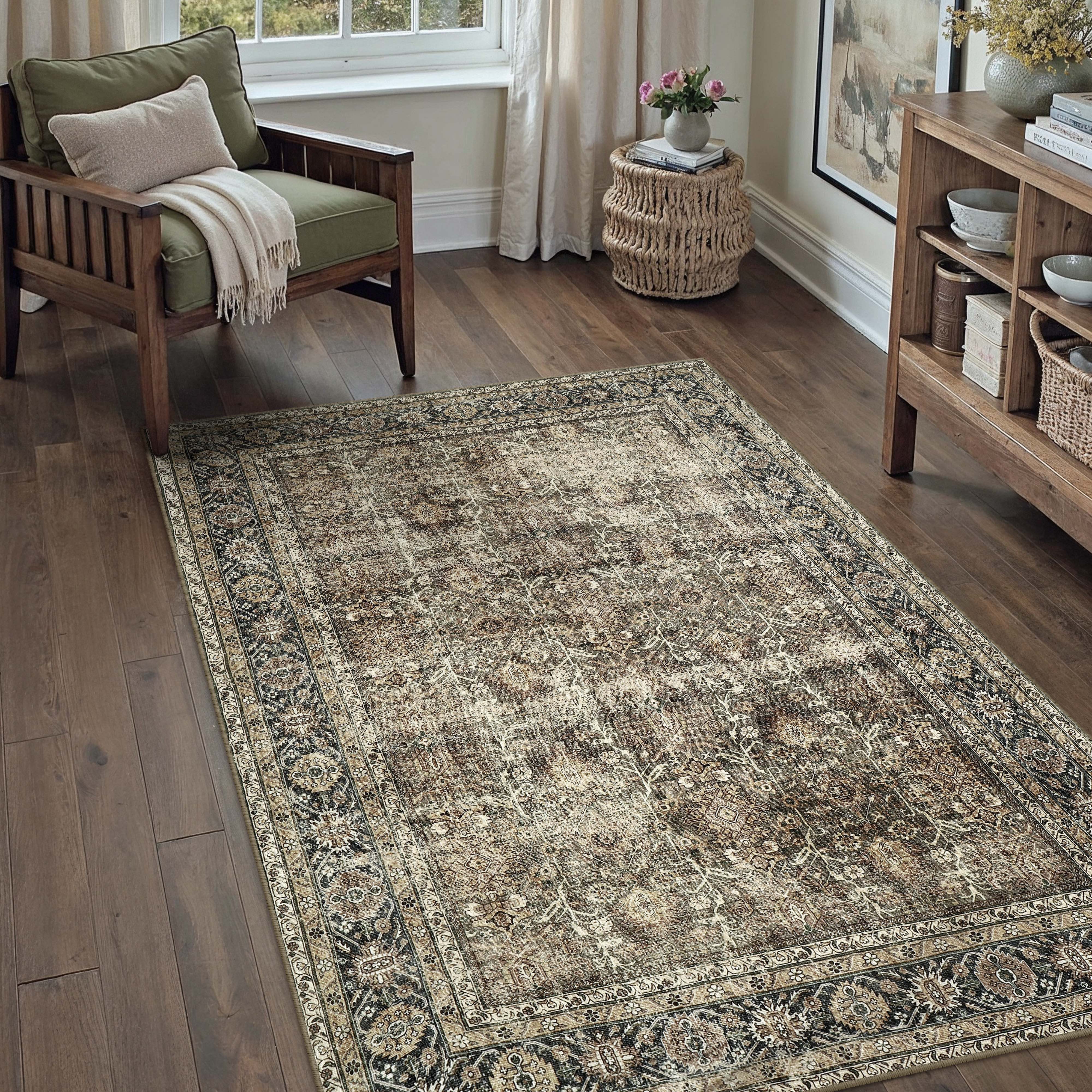 PURECOZY Teppich Wohnzimmerteppich, rutschfester Teppich, Vintage Stil, rechteckig, Höhe: 6.1 mm, geeignet für verschiedene Innenräume, 120x180cm