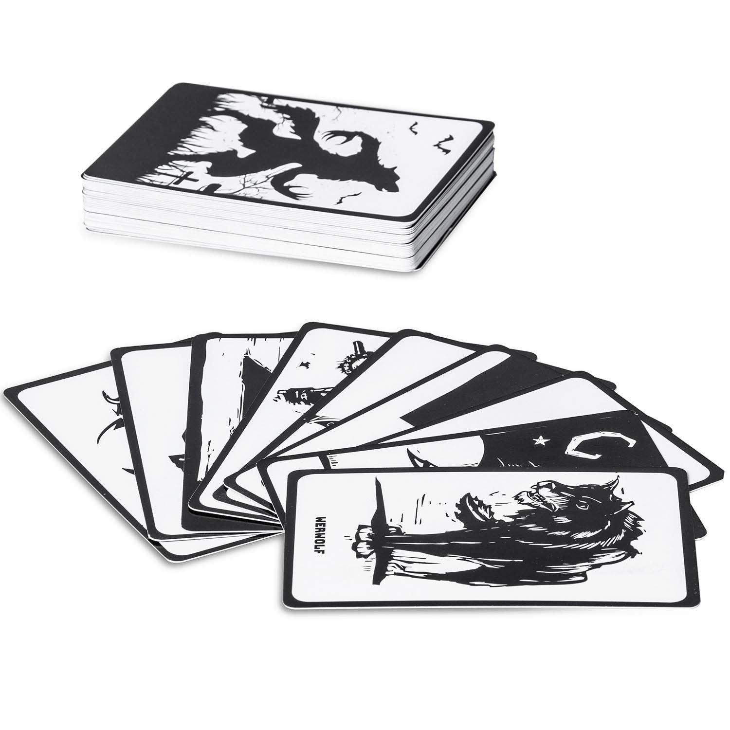 Goods+Gadgets Spiel Werwölfe Party Rollenspiel Deluxe – Spiel mit 30 Charakterkarten, Original Werwolf Kartenspiel, Gesellschaftsspiel