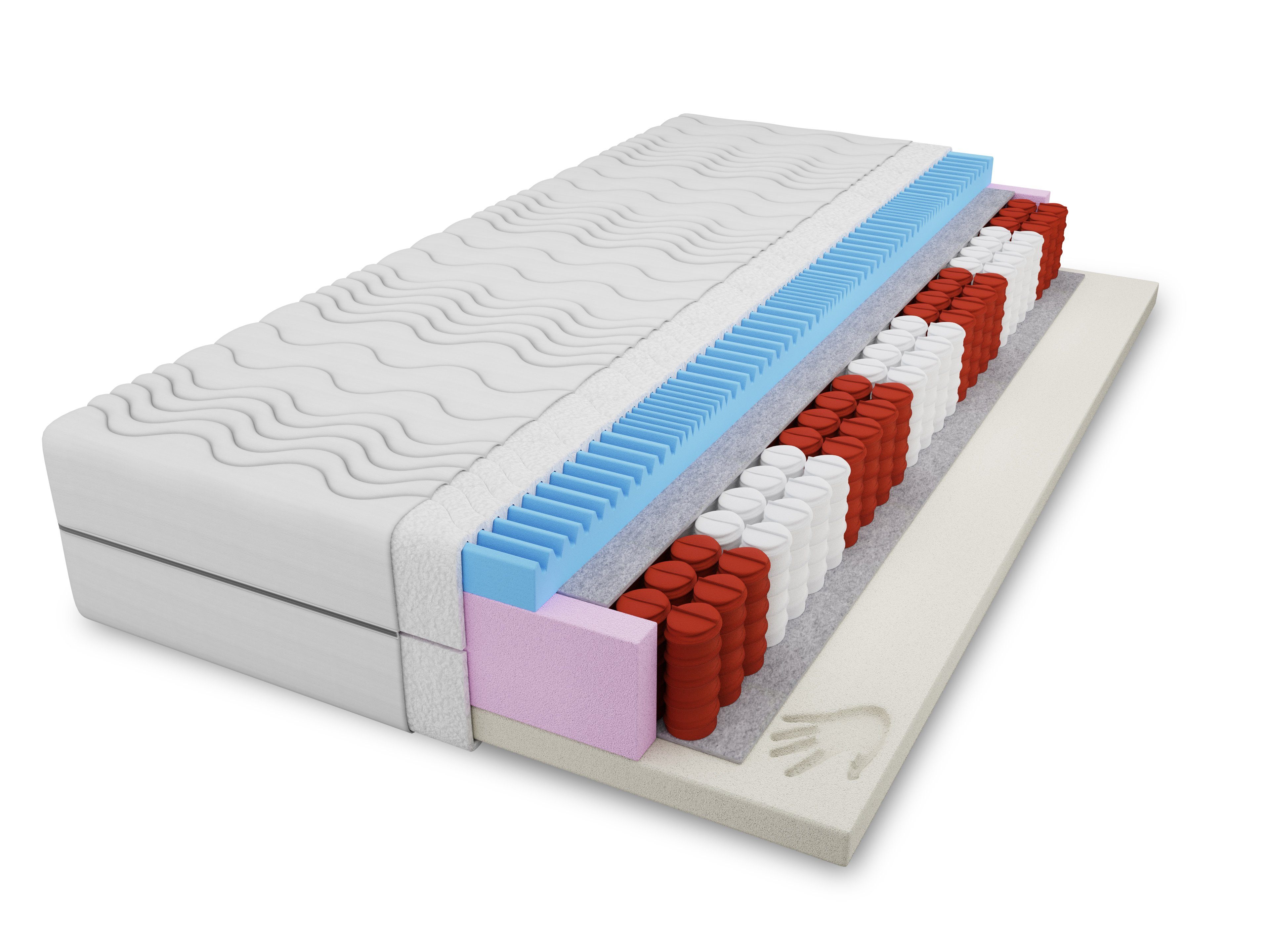 Taschenfederkernmatratze Taschenfederkern-Matratze + Visco + Profilierter Schaum7 Zonen 20 cm