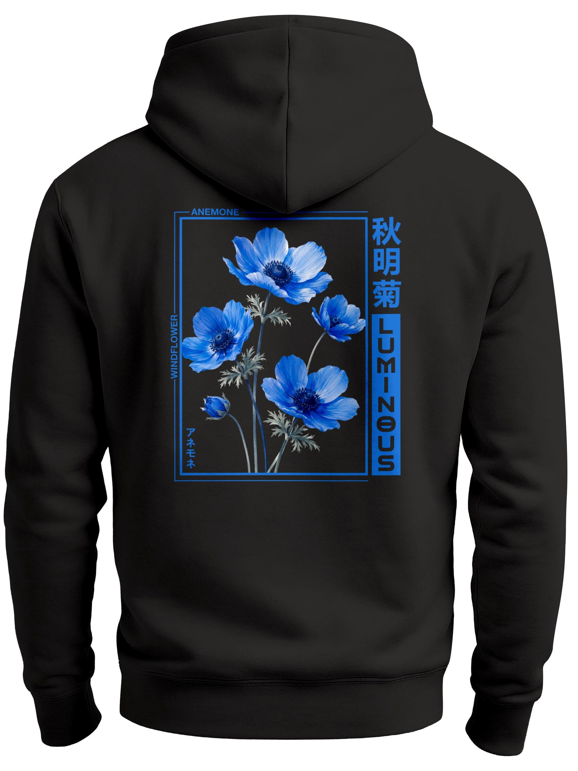 Neverless Hoodie Herren Hoodie Backprint - Design Blumen - Kapuzensweatshirt