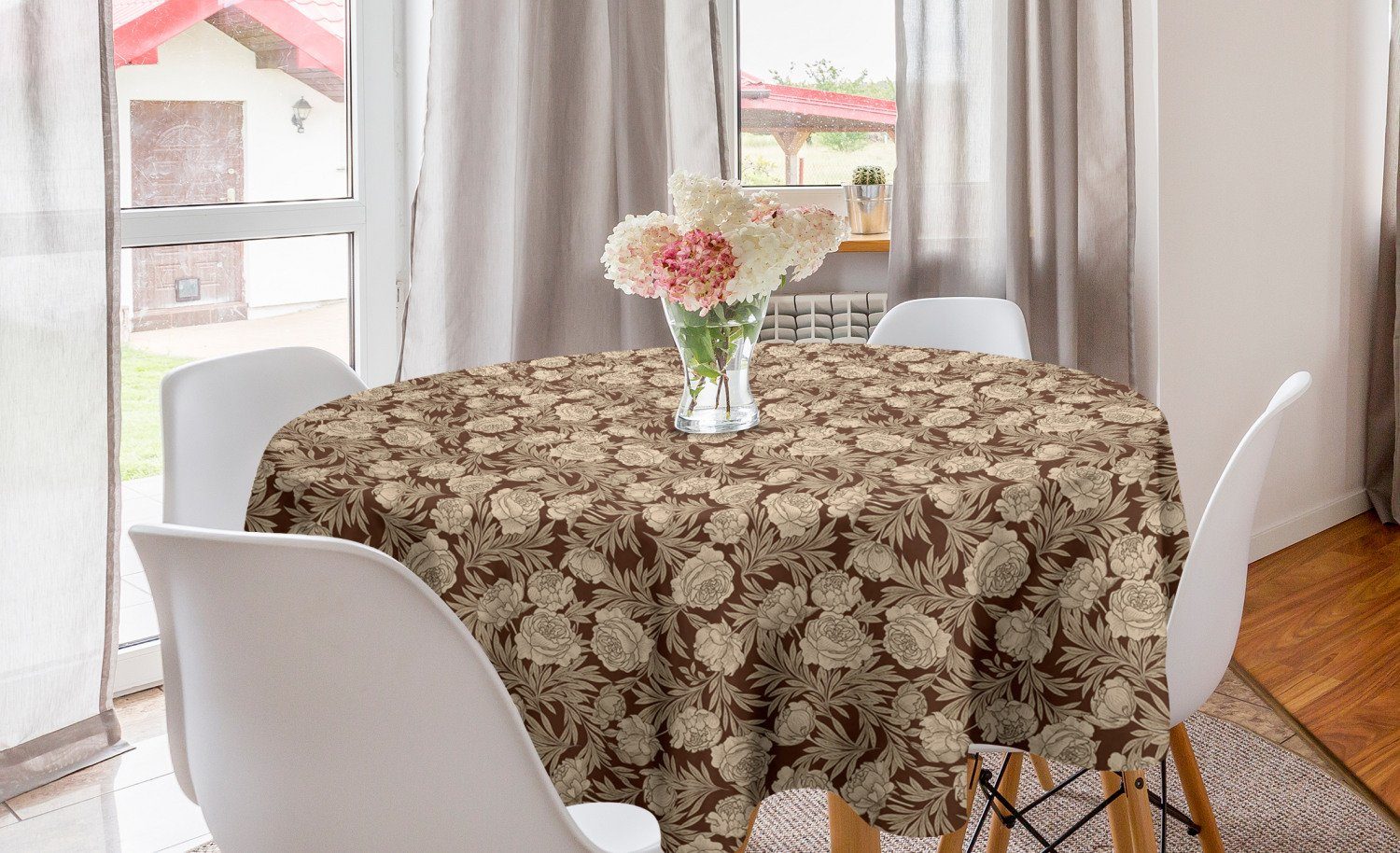Abakuhaus Tischdecke Kreis Tischdecke Abdeckung für Esszimmer Küche Dekoration, Blume Blooming Romantische Rose