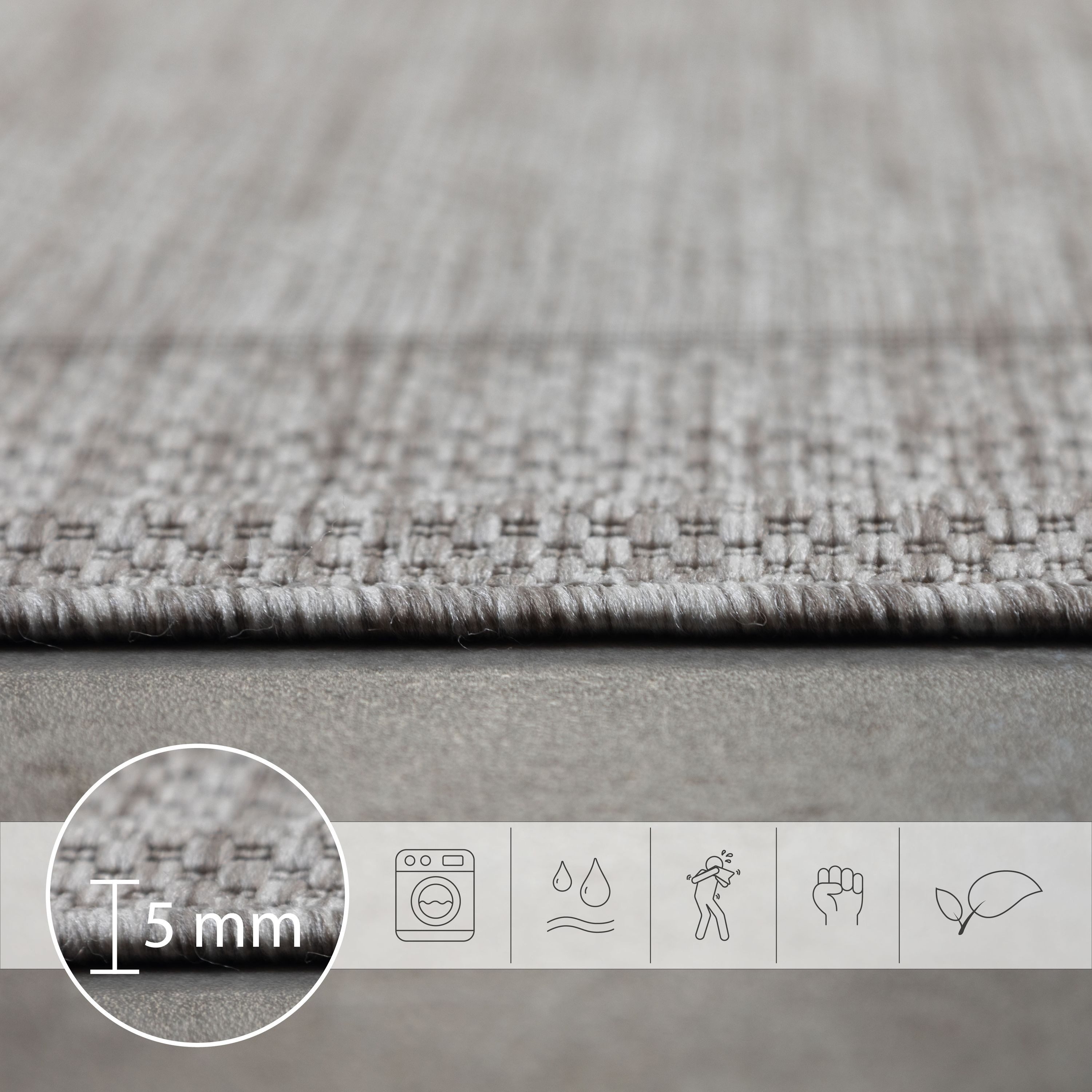 SIMPEX24 Outdoorteppich Unicolor - Einfarbig, Läufer, Höhe: 5 mm, Teppich Wetterfest Balkon Küchenteppich Flachgewebe Sisaloptik
