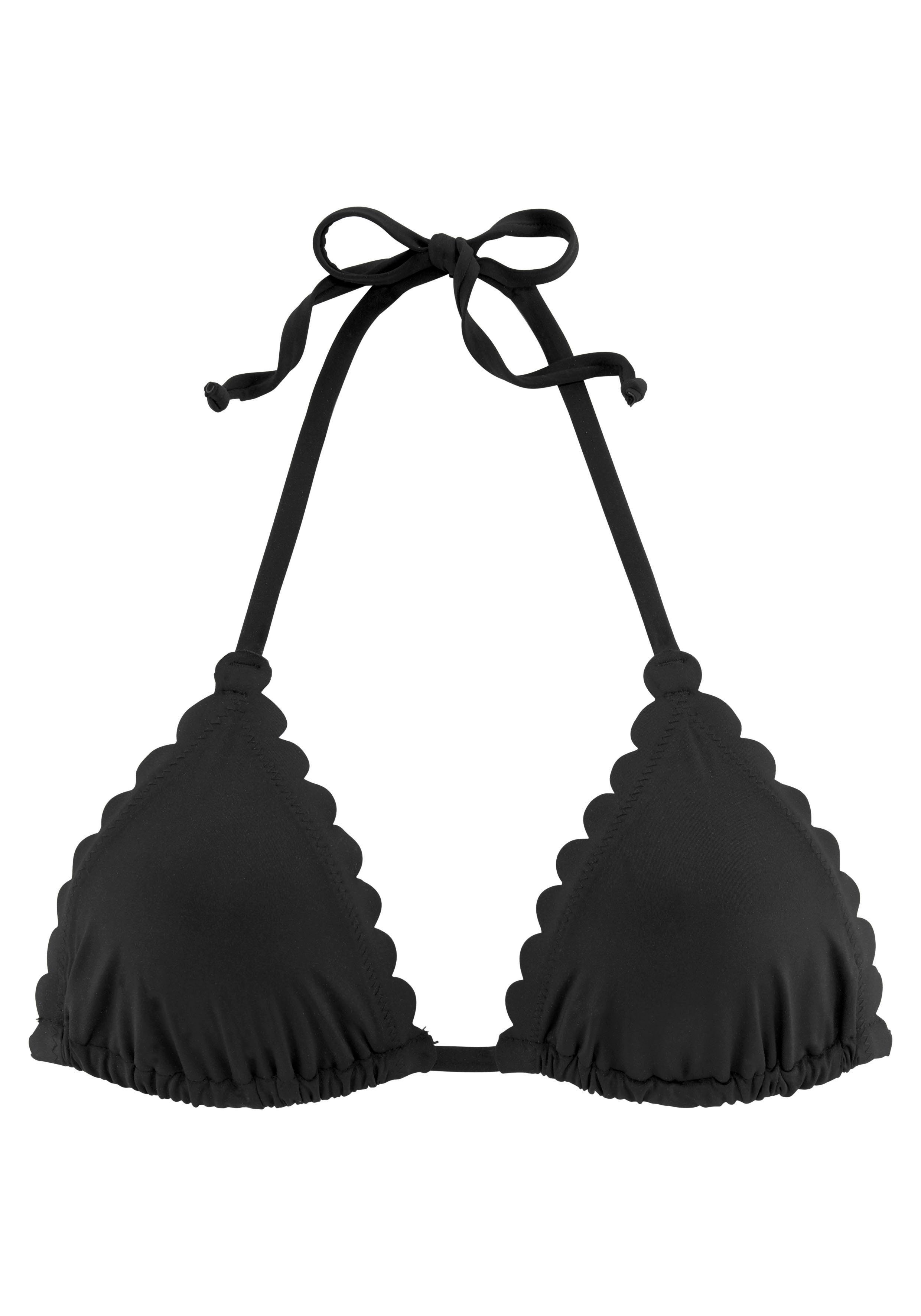 gelaserter Wellenkannte schwarz mit LASCANA Scallop, Triangel-Bikini-Top