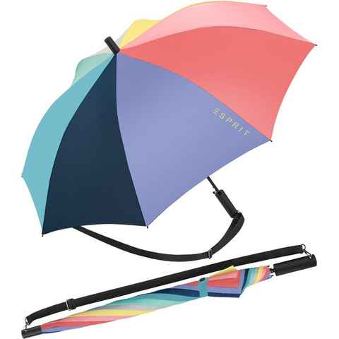 Esprit Langregenschirm Umhängeschirm Slinger mit Automatik und Tragegurt, farbenfroh und praktisch auf Reisen