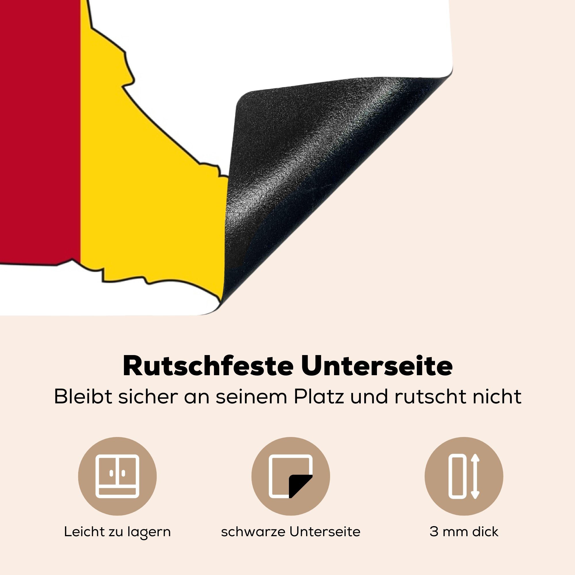 Kamerun, MuchoWow Herdblende-/Abdeckplatte 78x78 Arbeitsplatte (1 Vinyl, küche von für Illustration tlg), cm, Karte Ceranfeldabdeckung, der