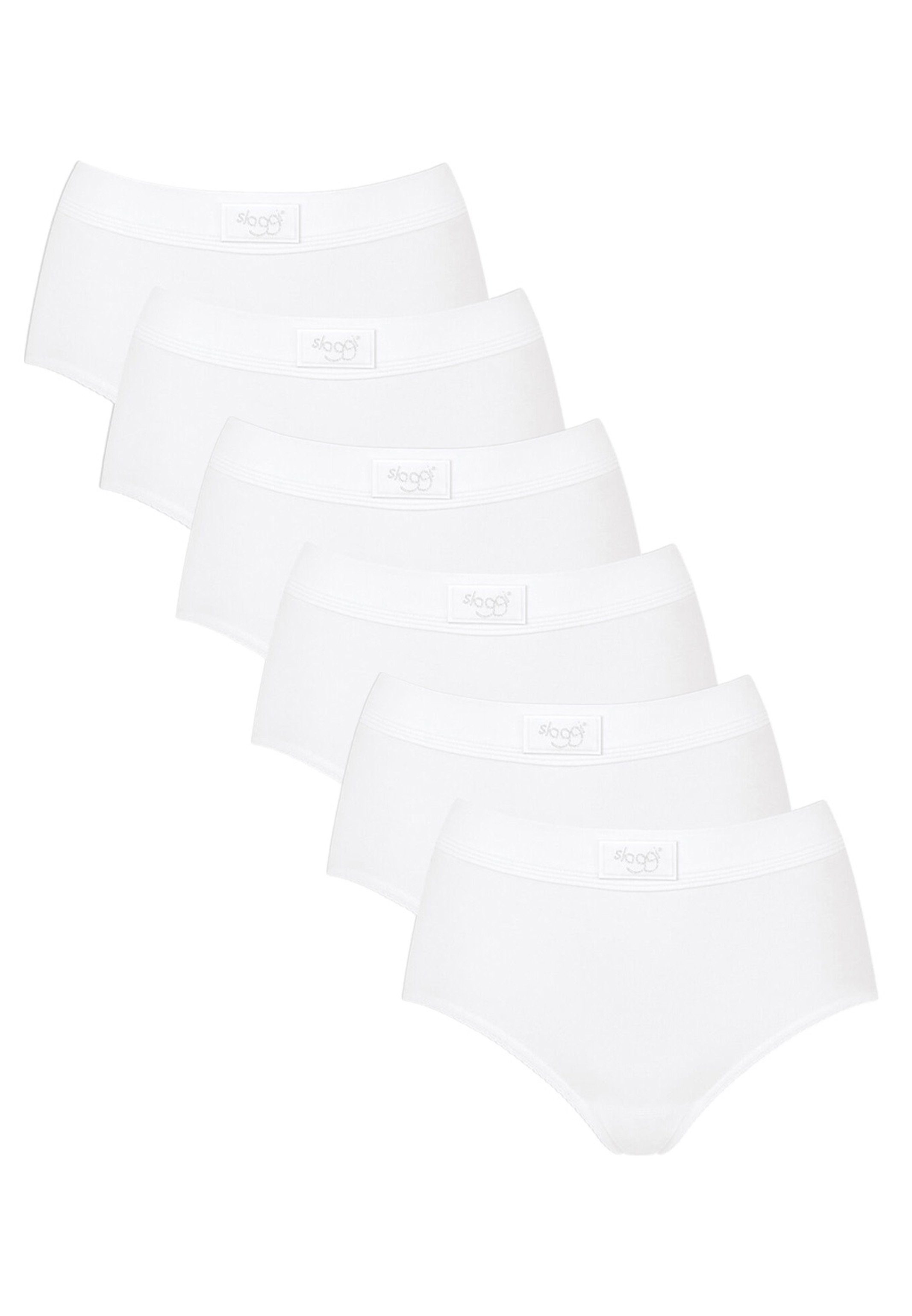 Sloggi Tai-Slip 6er Pack Double Baumwolle Sitz, Mit - - Maxi (Spar-Set, Details - Wärmend Comfort Slip feinen Perfekter 6-St) Weiß
